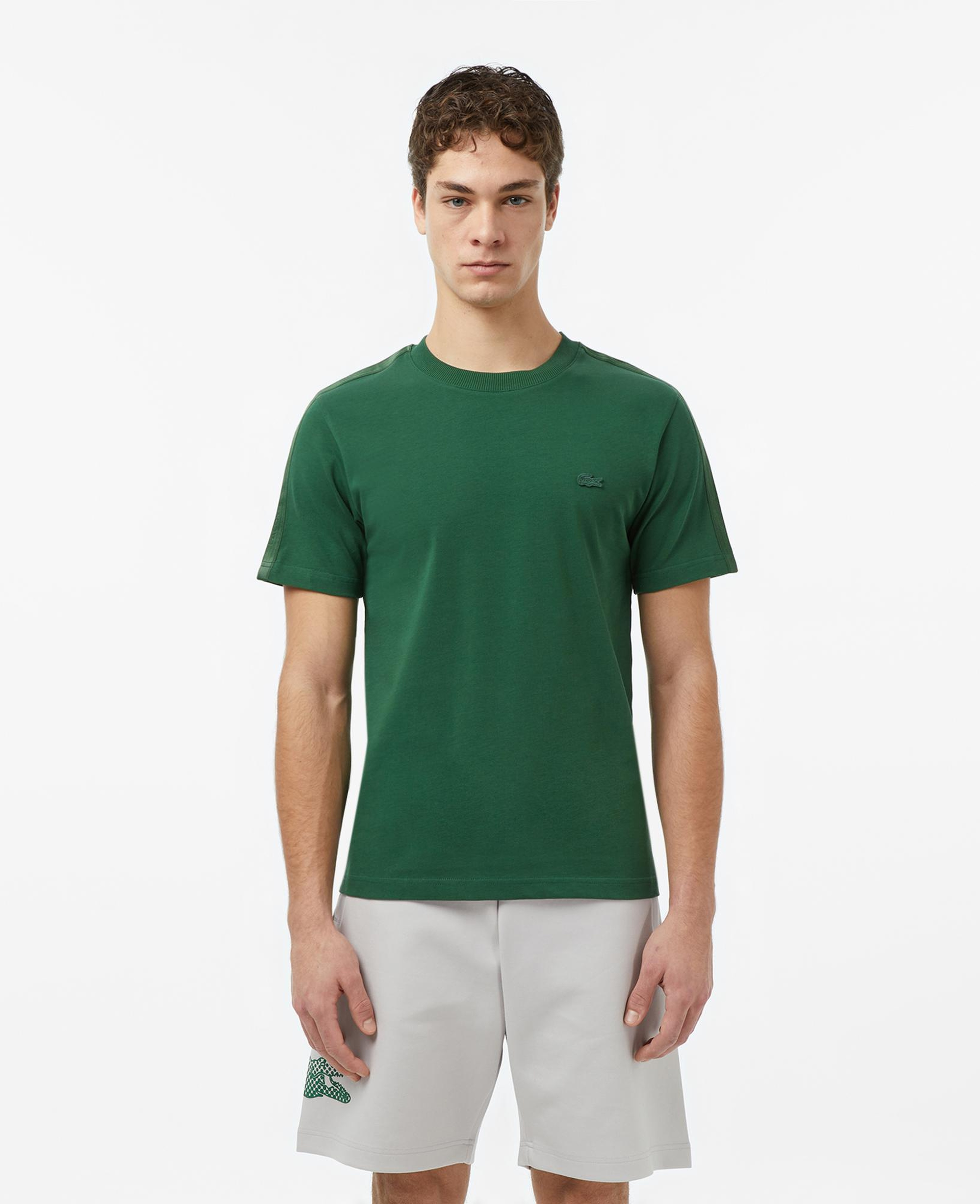 Erkek Regular Fit Bisiklet Yaka Koyu Yeşil T-Shirt