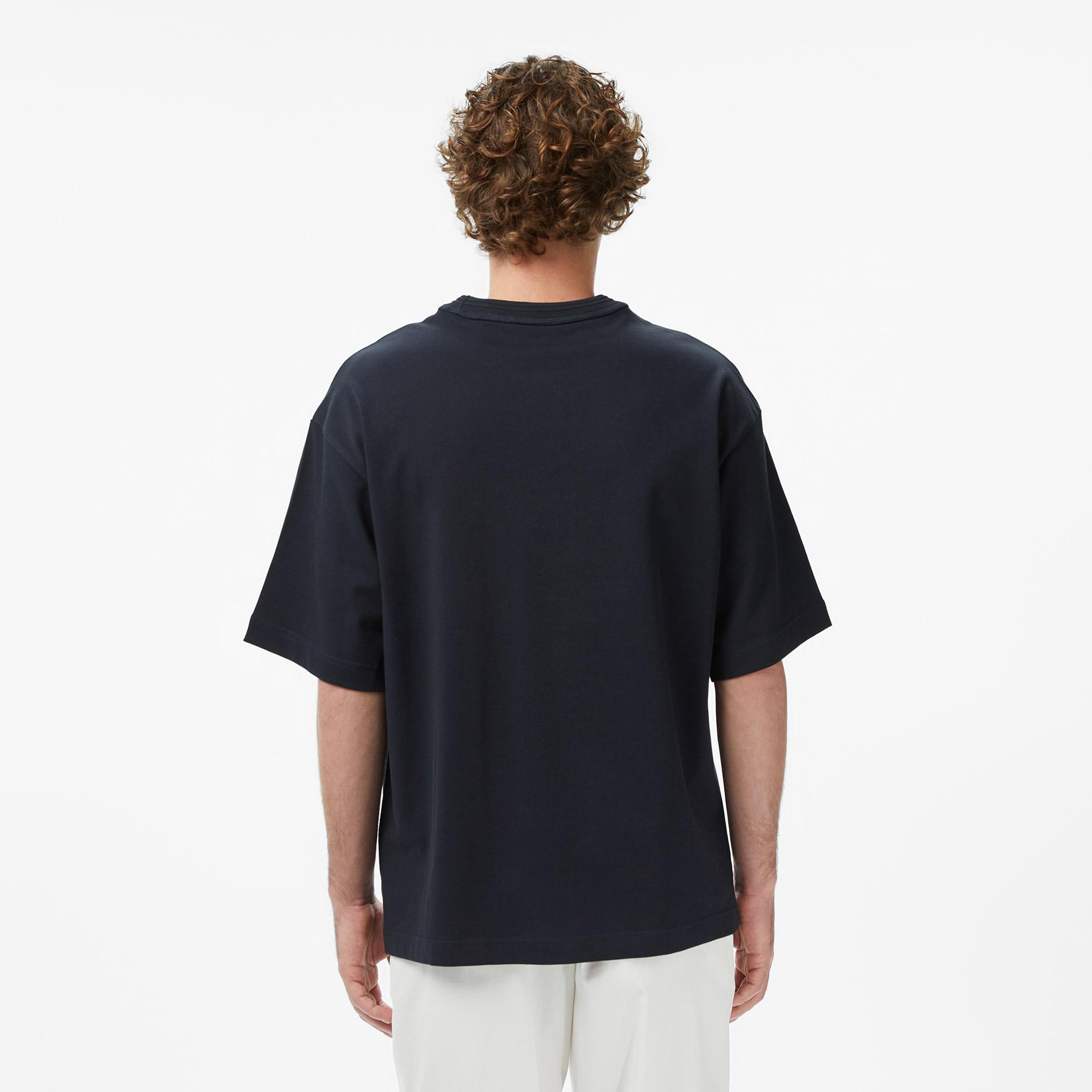 Erkek Loose Fit Bisiklet Yaka Siyah T-Shirt