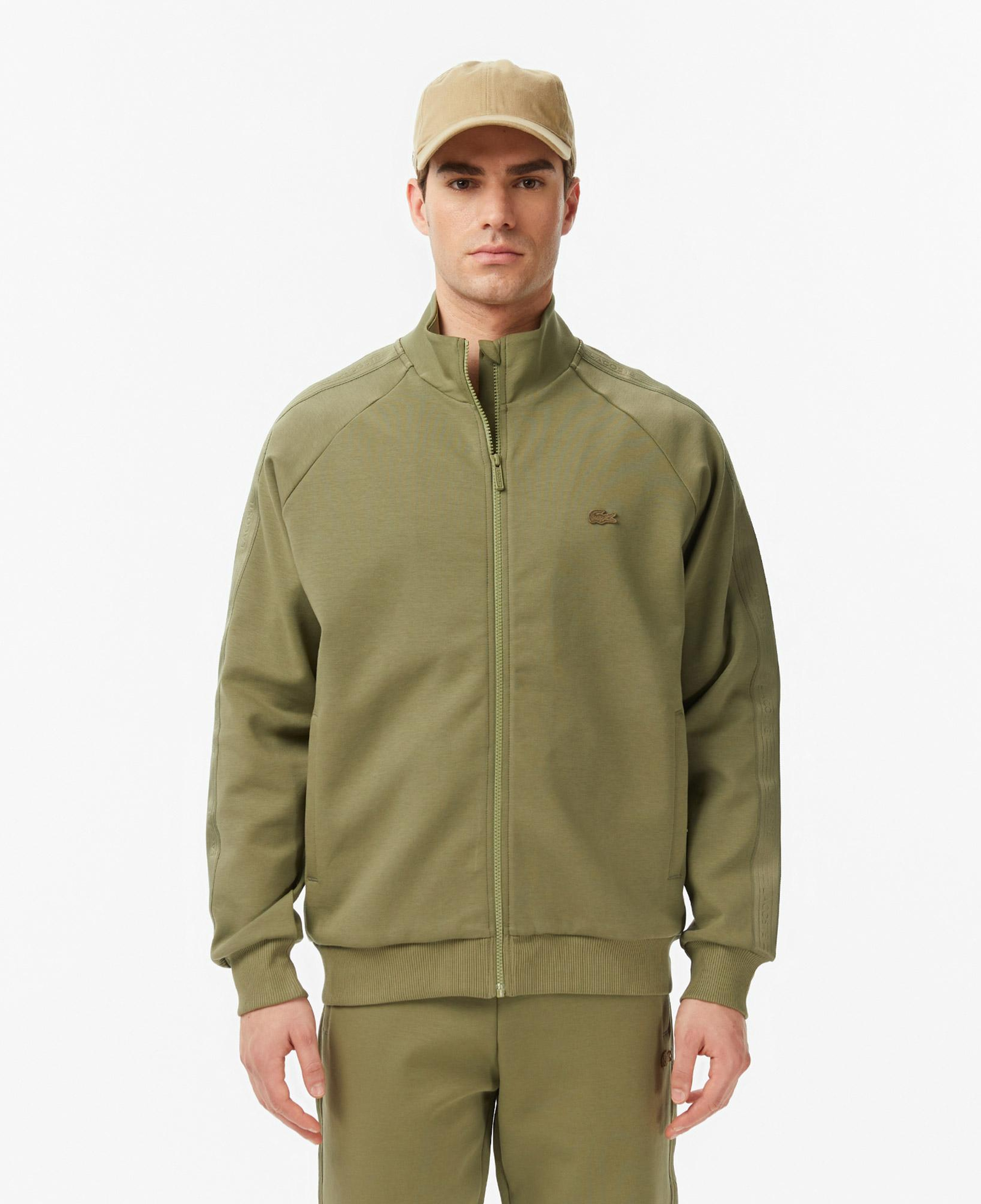 Erkek Classic Fit Dik Yaka Haki Sweatshirt