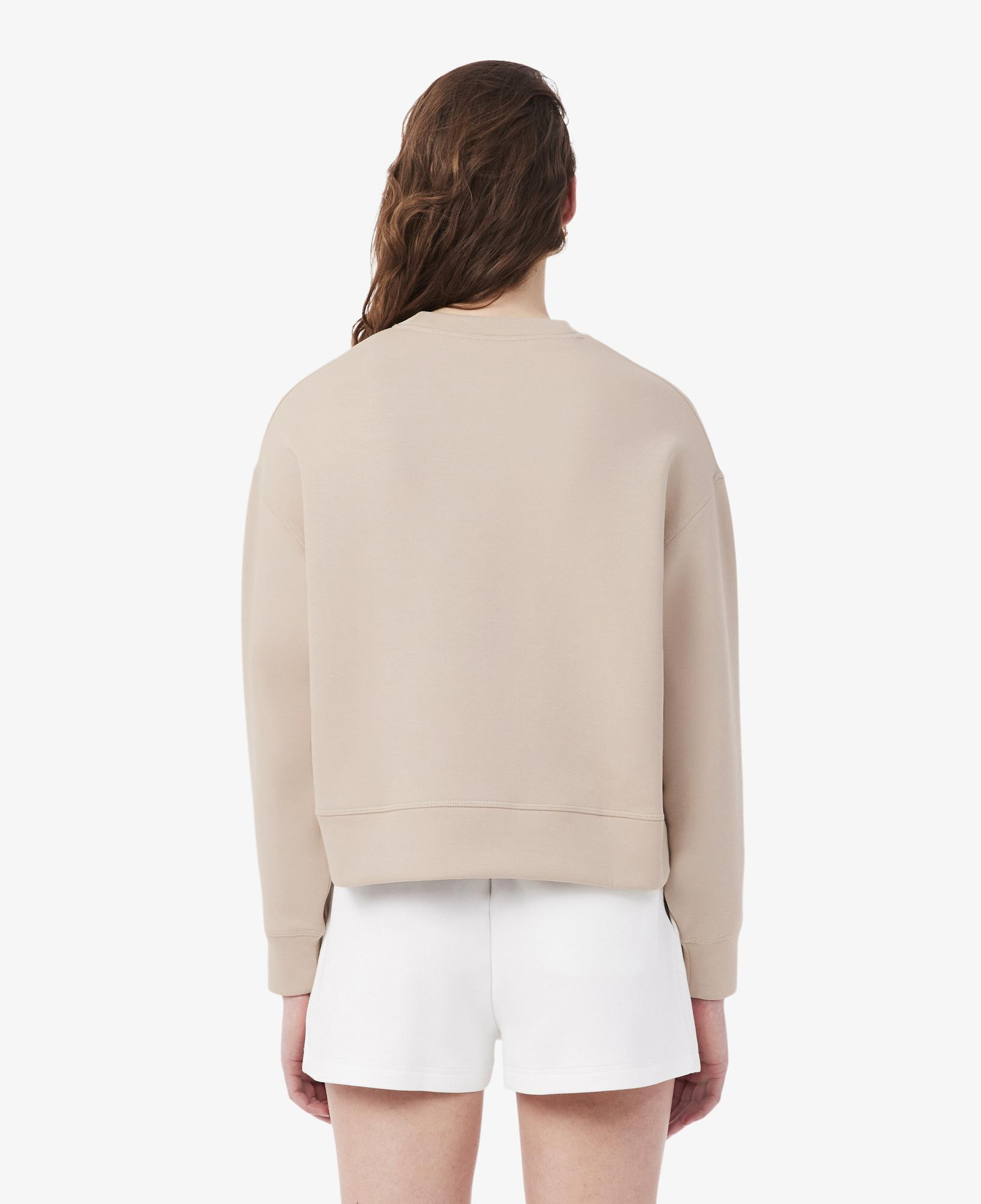 Kadın Oversize Fit Bisiklet Yaka Bej Sweatshirt
