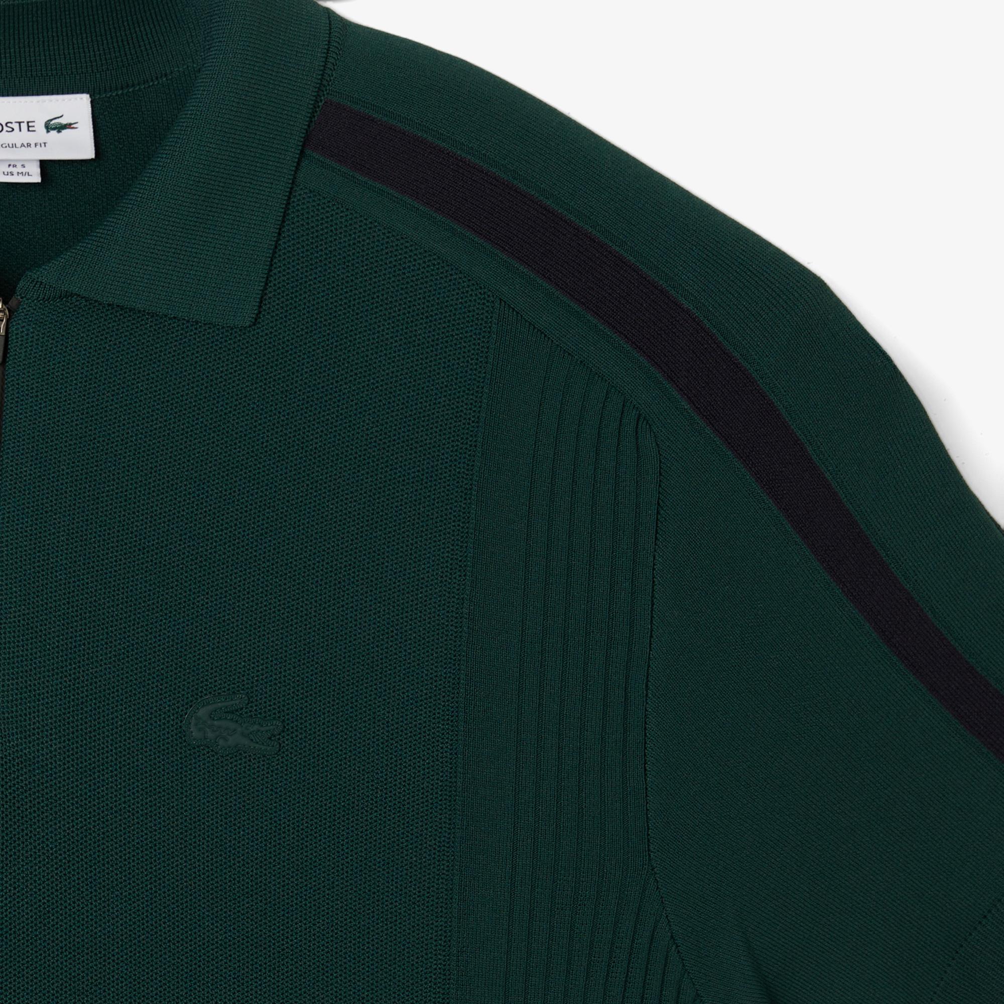 Erkek Classic Fit Kısa Kollu Polo Yaka Koyu Yeşil Triko