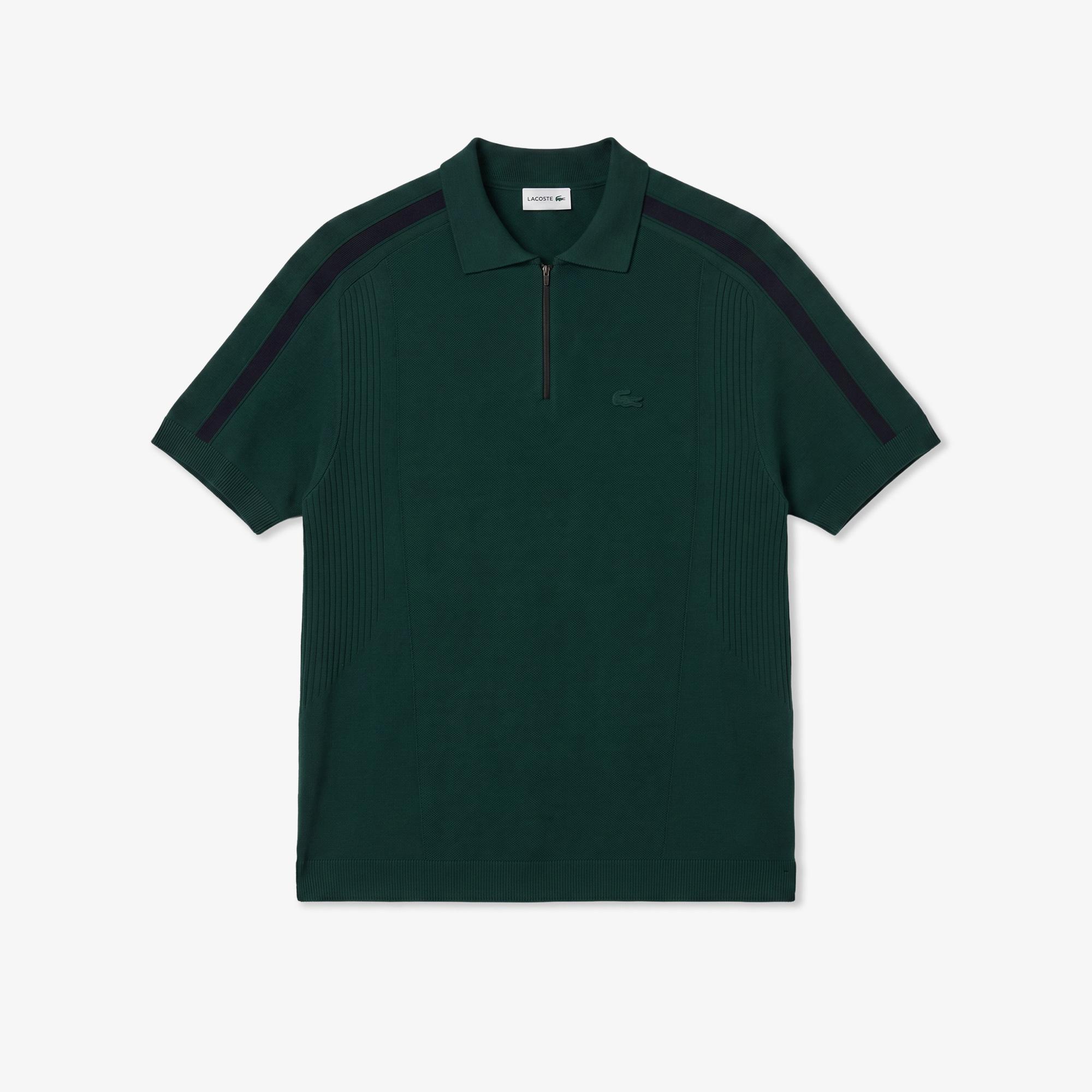 Erkek Classic Fit Kısa Kollu Polo Yaka Koyu Yeşil Triko