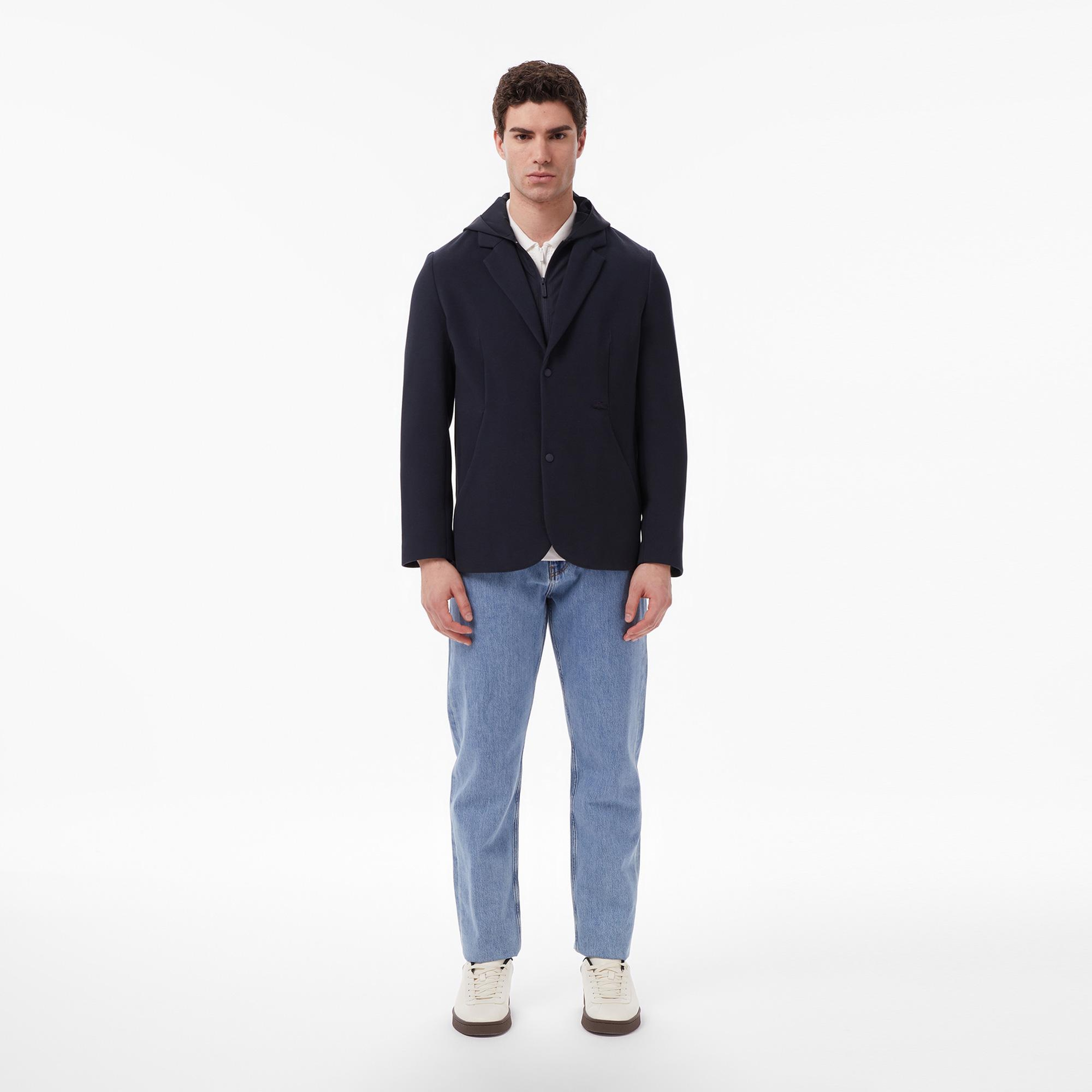 Erkek Kapüşonlu Koyu Gri Blazer