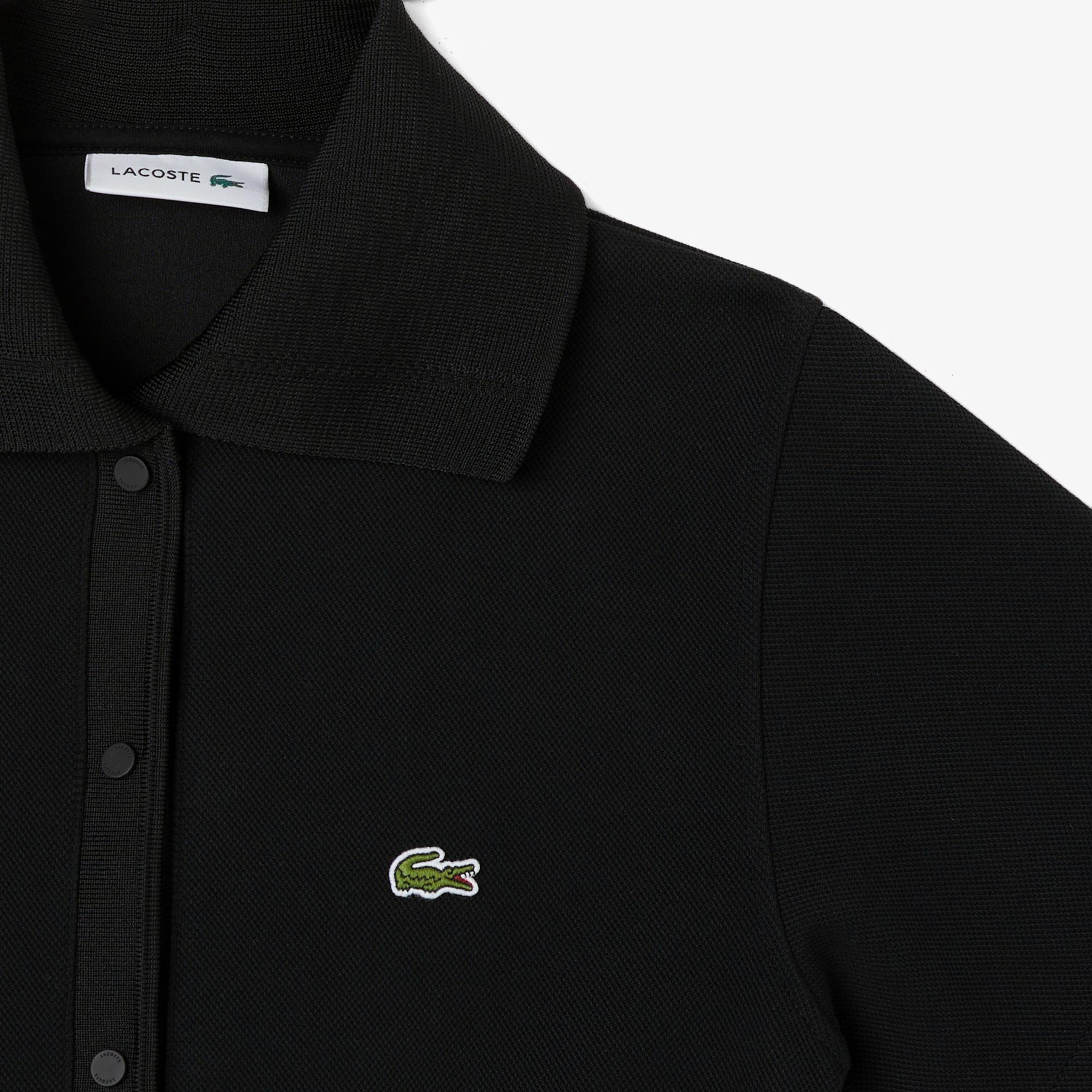 Kadın Classic Fit Kısa Kollu Polo Yaka Siyah Elbise