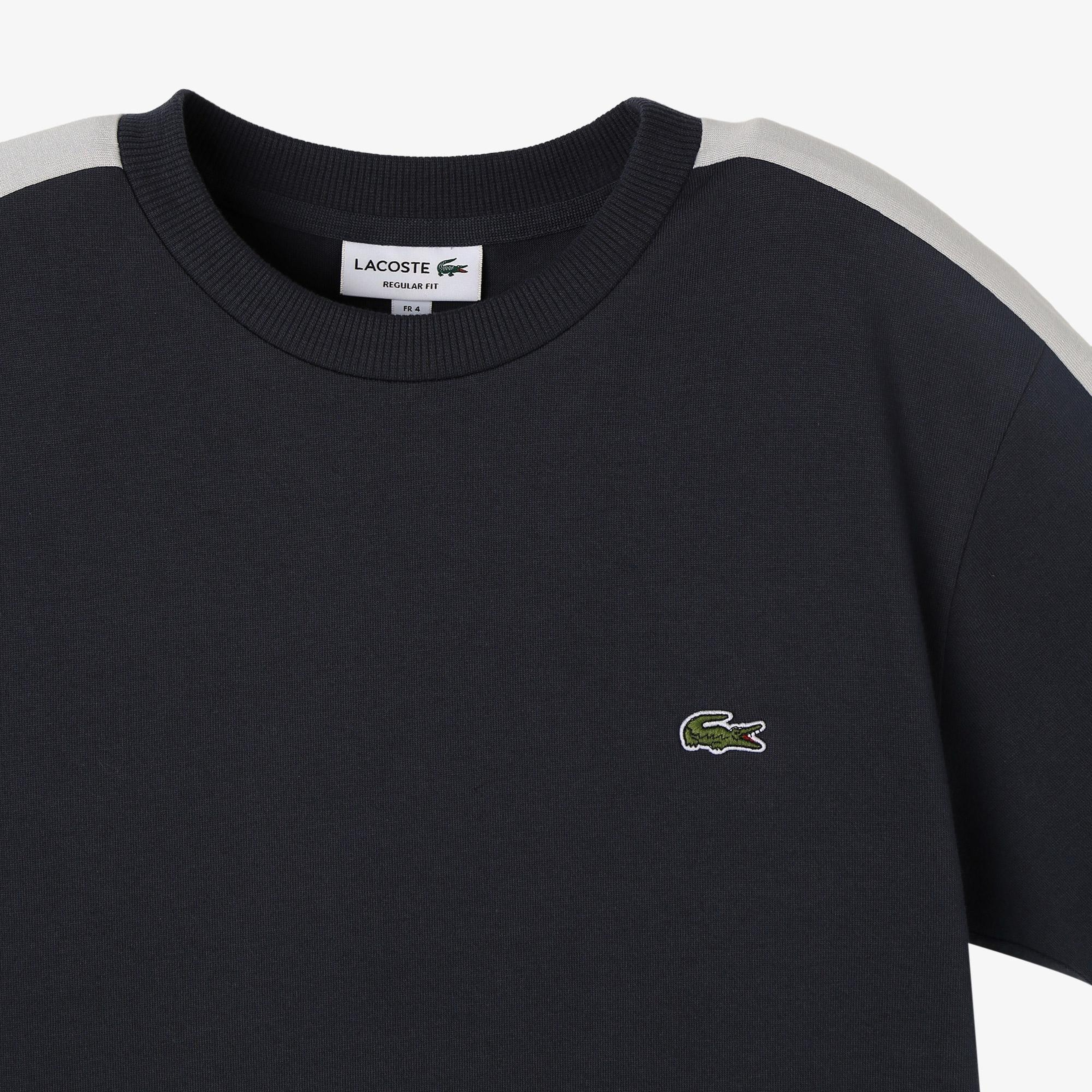 Erkek Regular Fit Bisiklet Yaka Renk Bloklu Koyu Gri T-Shirt