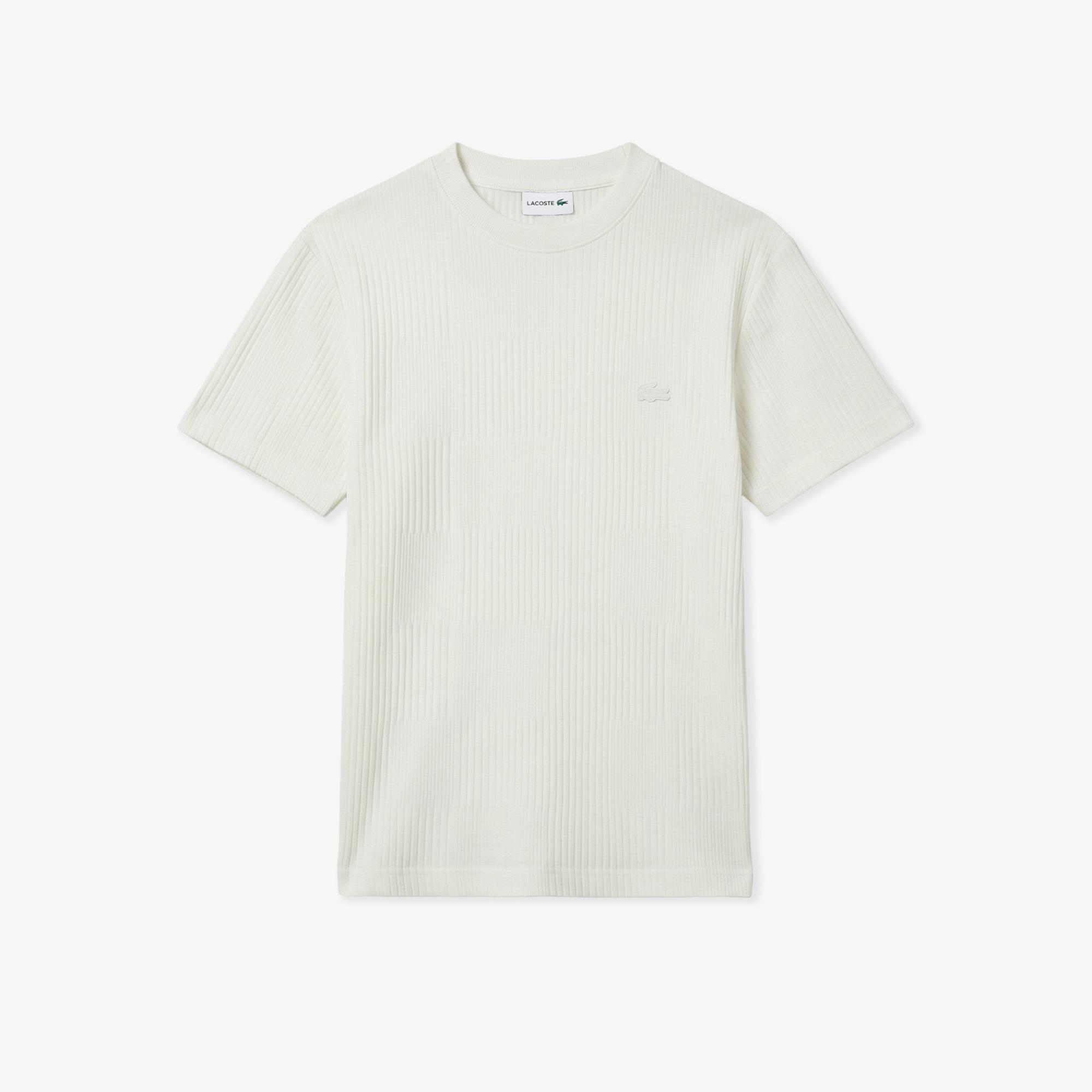 Erkek Regular Fit Bisiklet Yaka Çizgili Beyaz T-Shirt