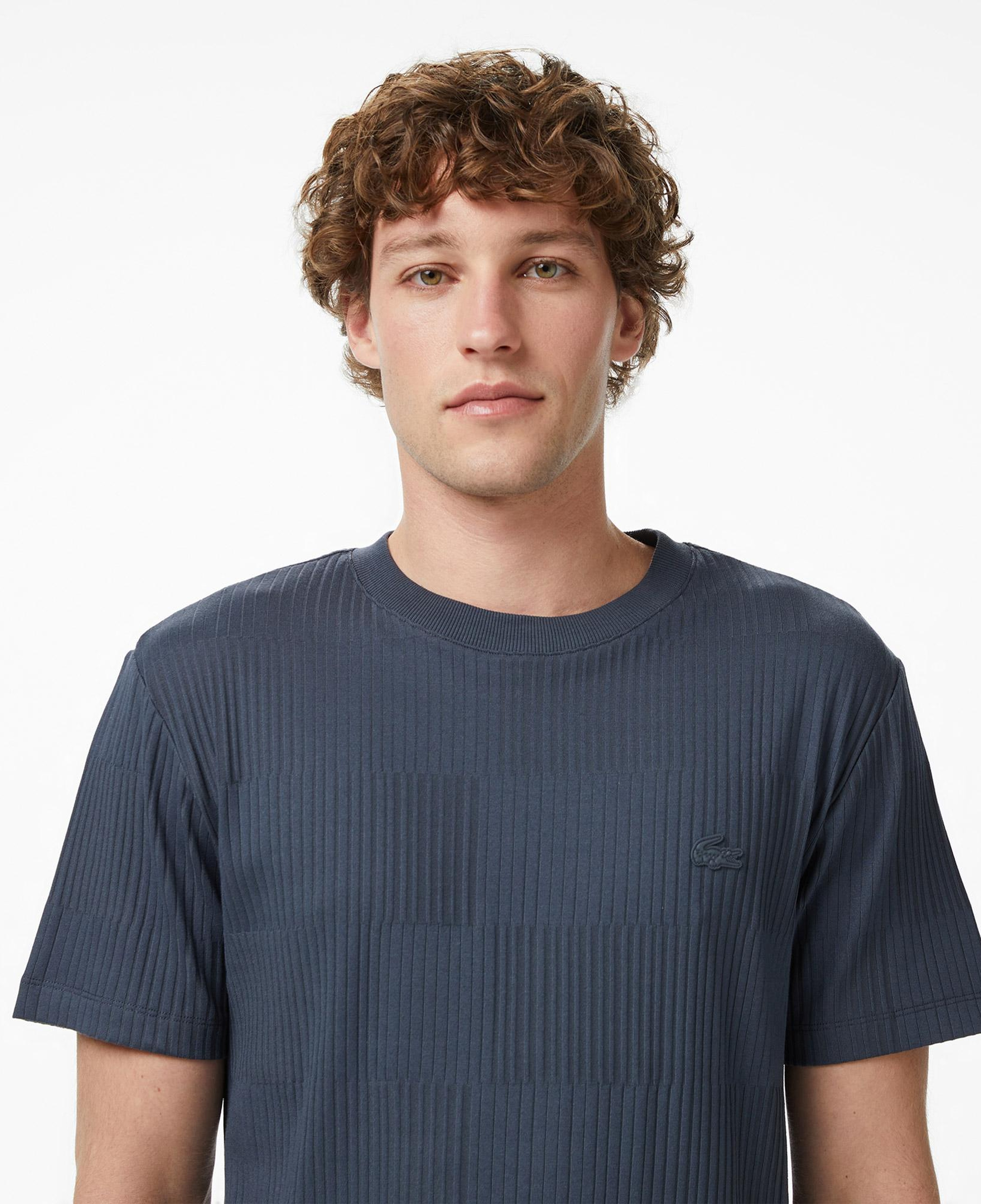 Erkek Regular Fit Bisiklet Yaka Çizgili Koyu Gri T-Shirt