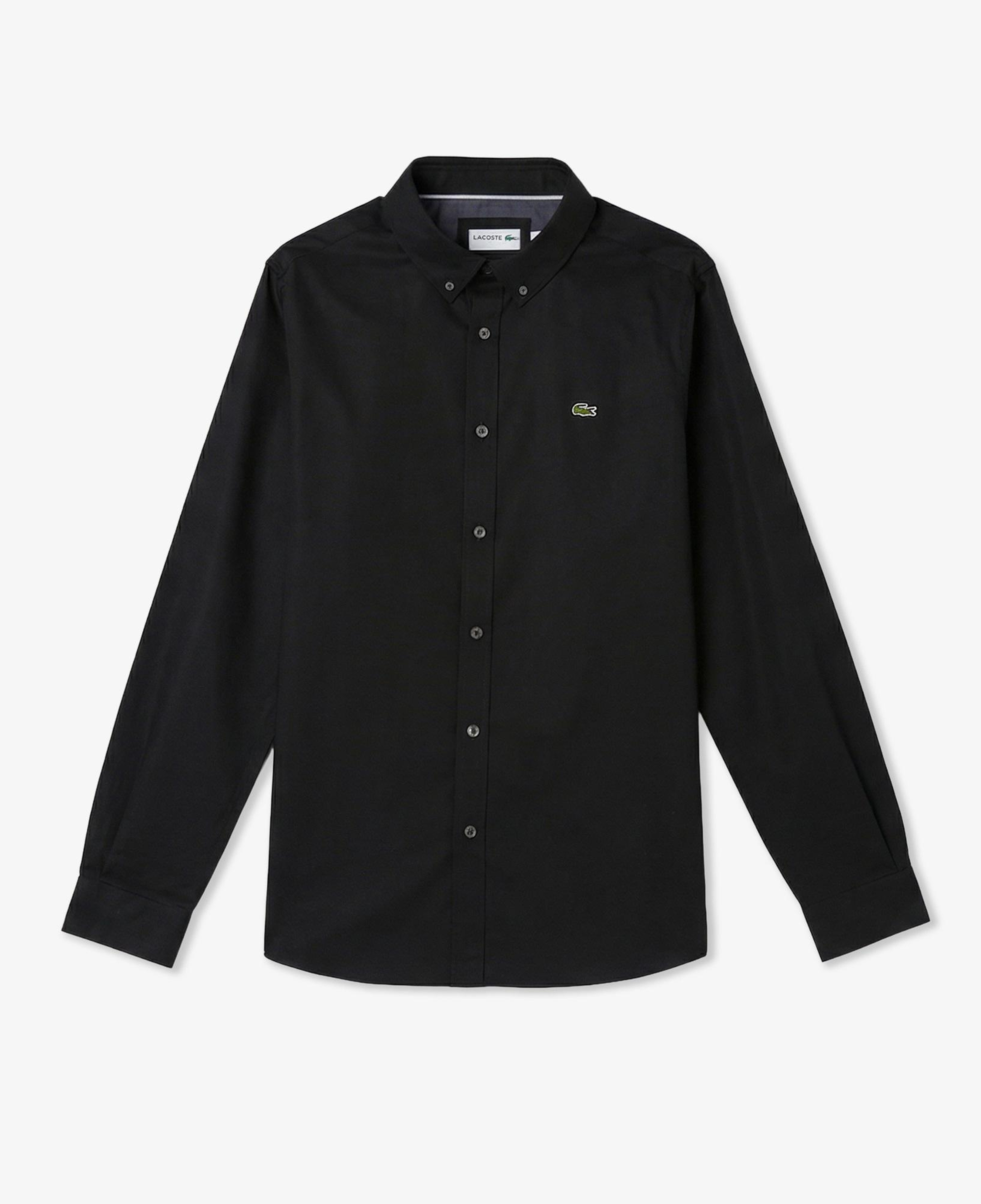 Erkek Slim Fit Düğmeli Yaka Siyah Gömlek