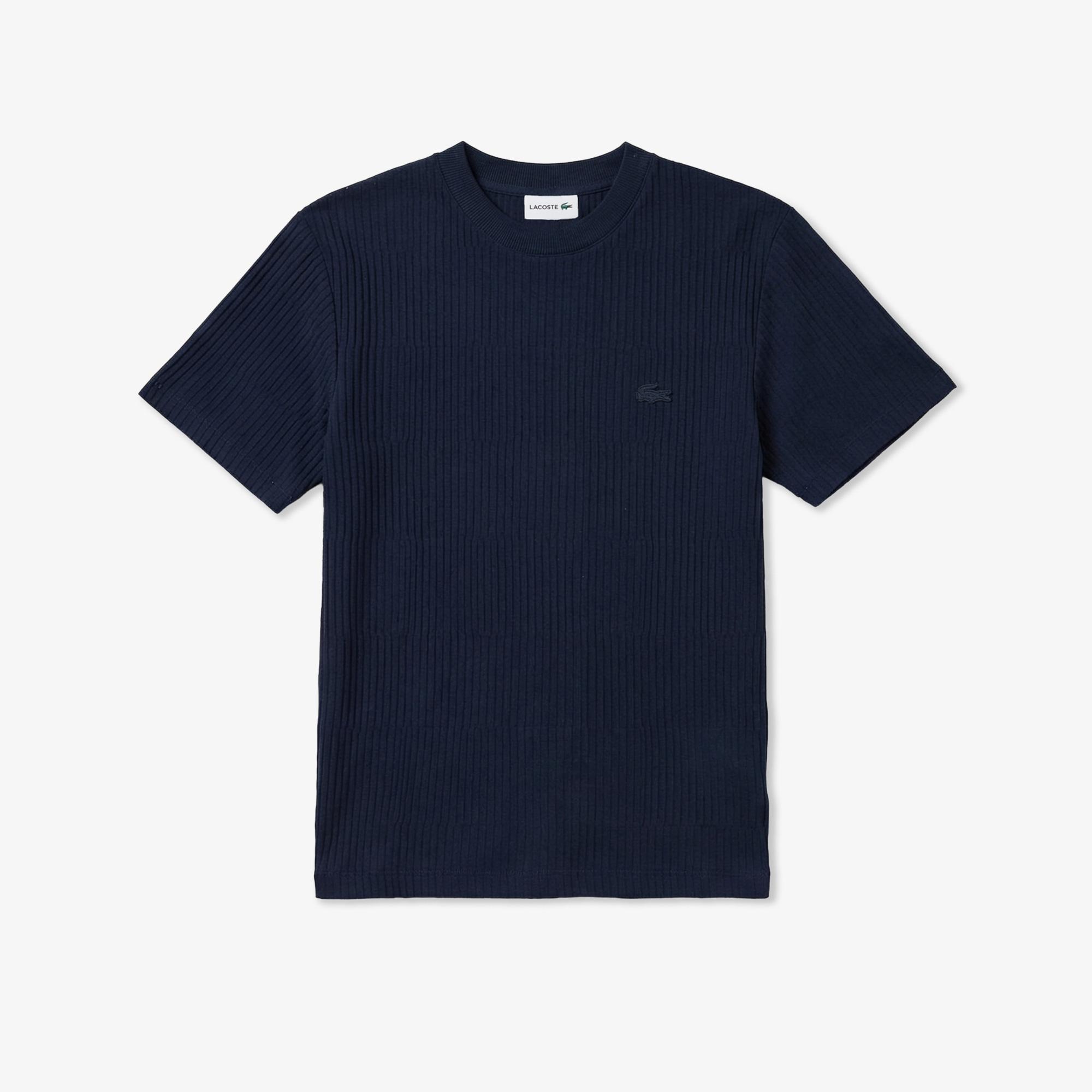 Erkek Regular Fit Bisiklet Yaka Çizgili Lacivert T-Shirt
