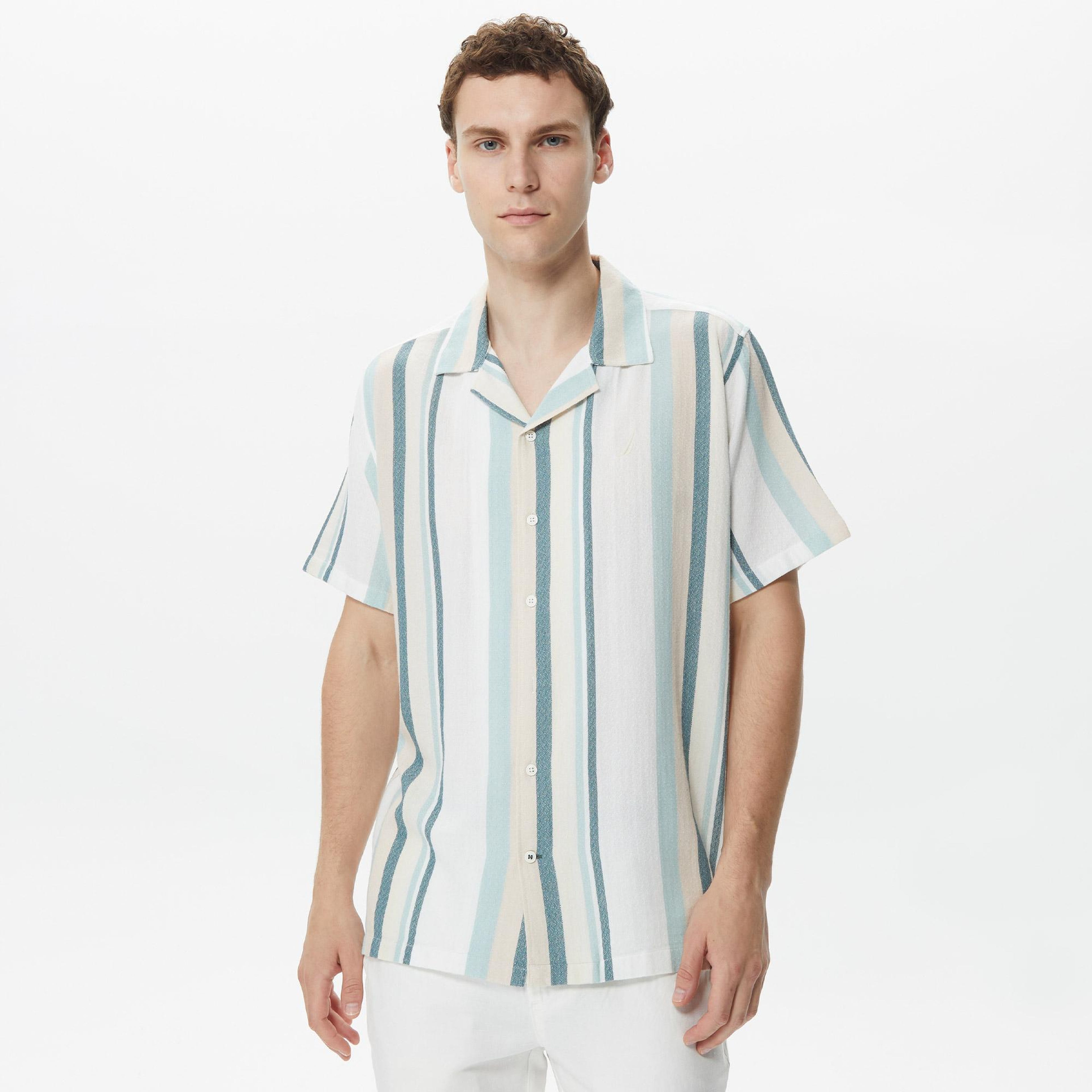 Nautica Erkek Krem Classic Fit Kısa Kollu Gömlek