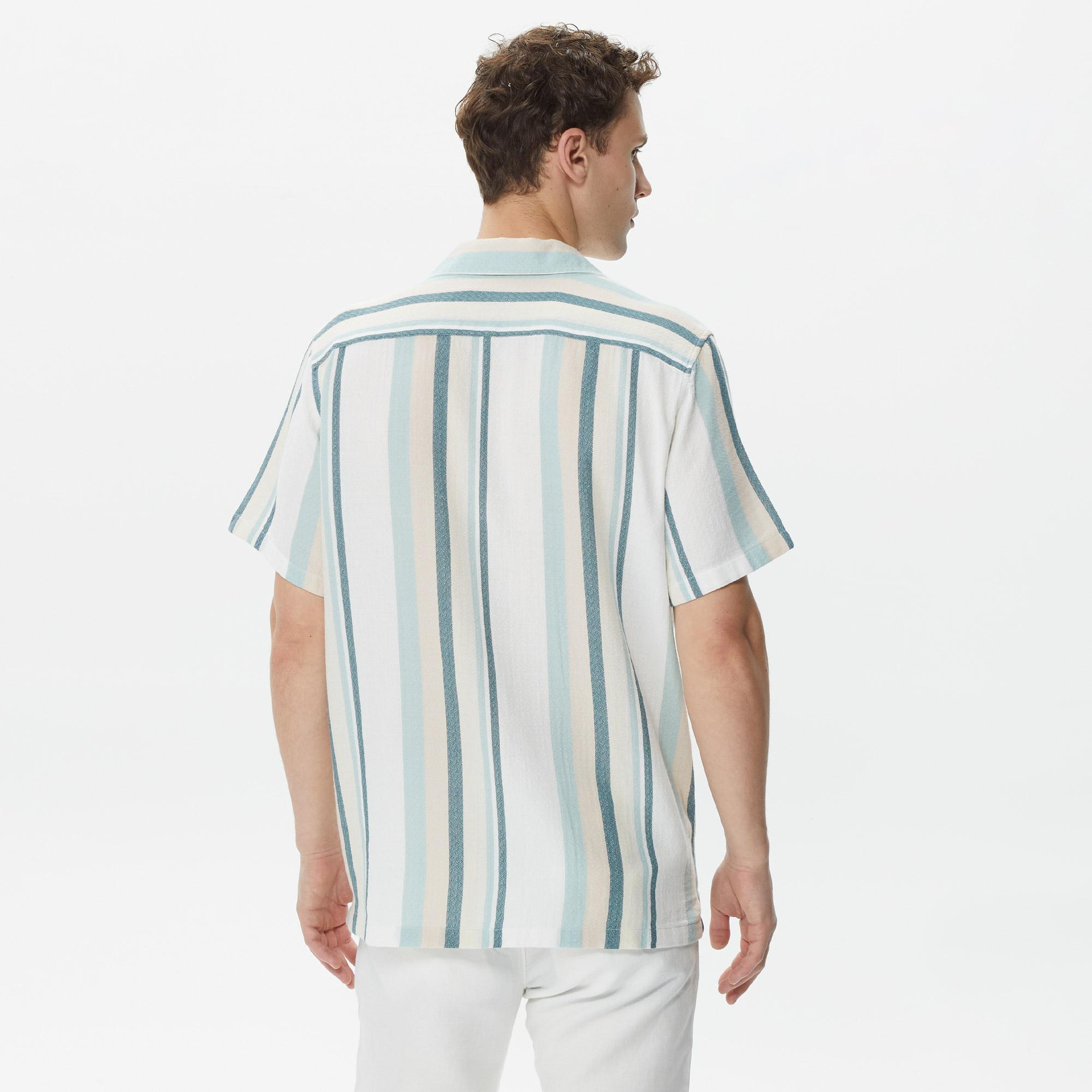 Nautica Erkek Krem Classic Fit Kısa Kollu Gömlek