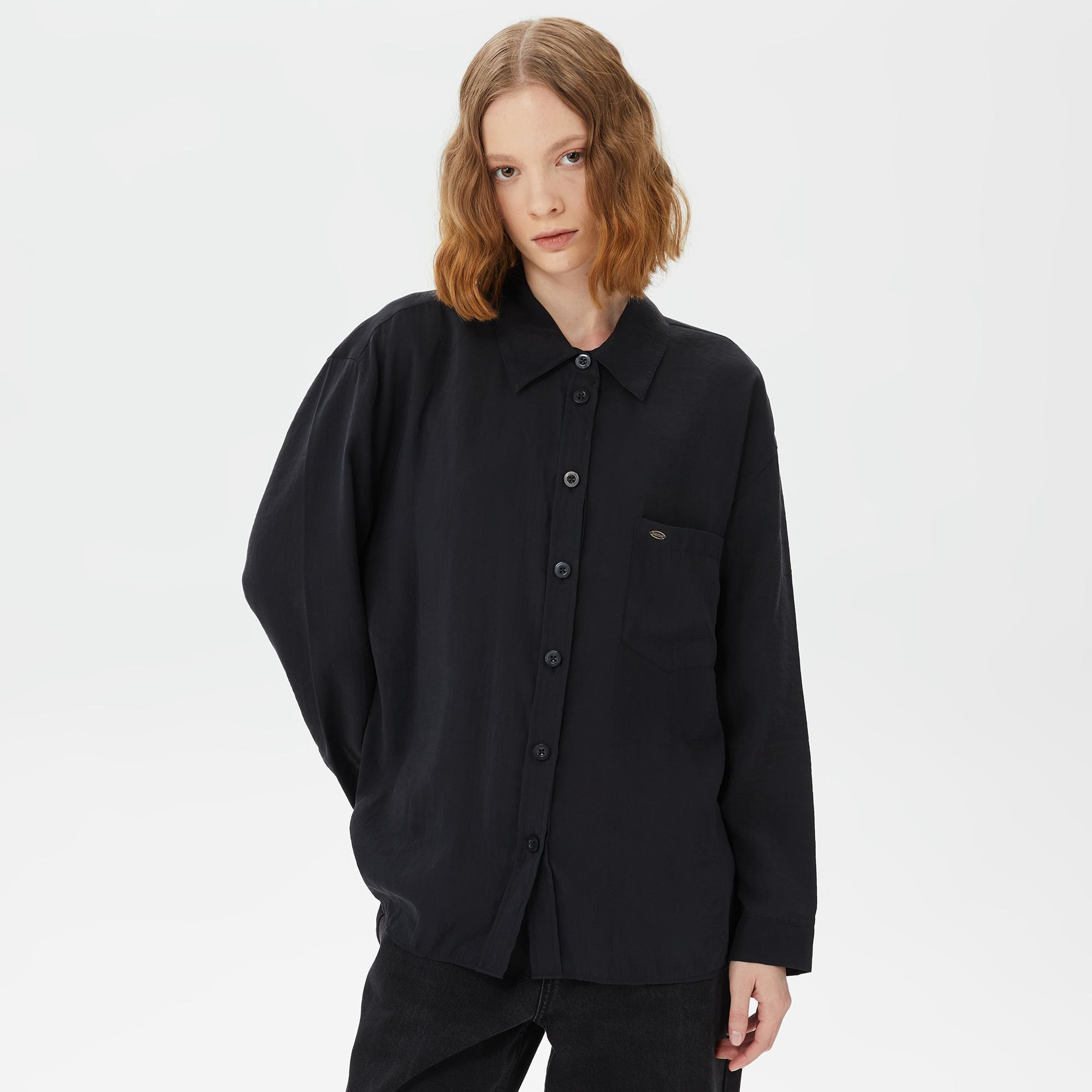 Nautica Kadın Siyah Oversize Gömlek