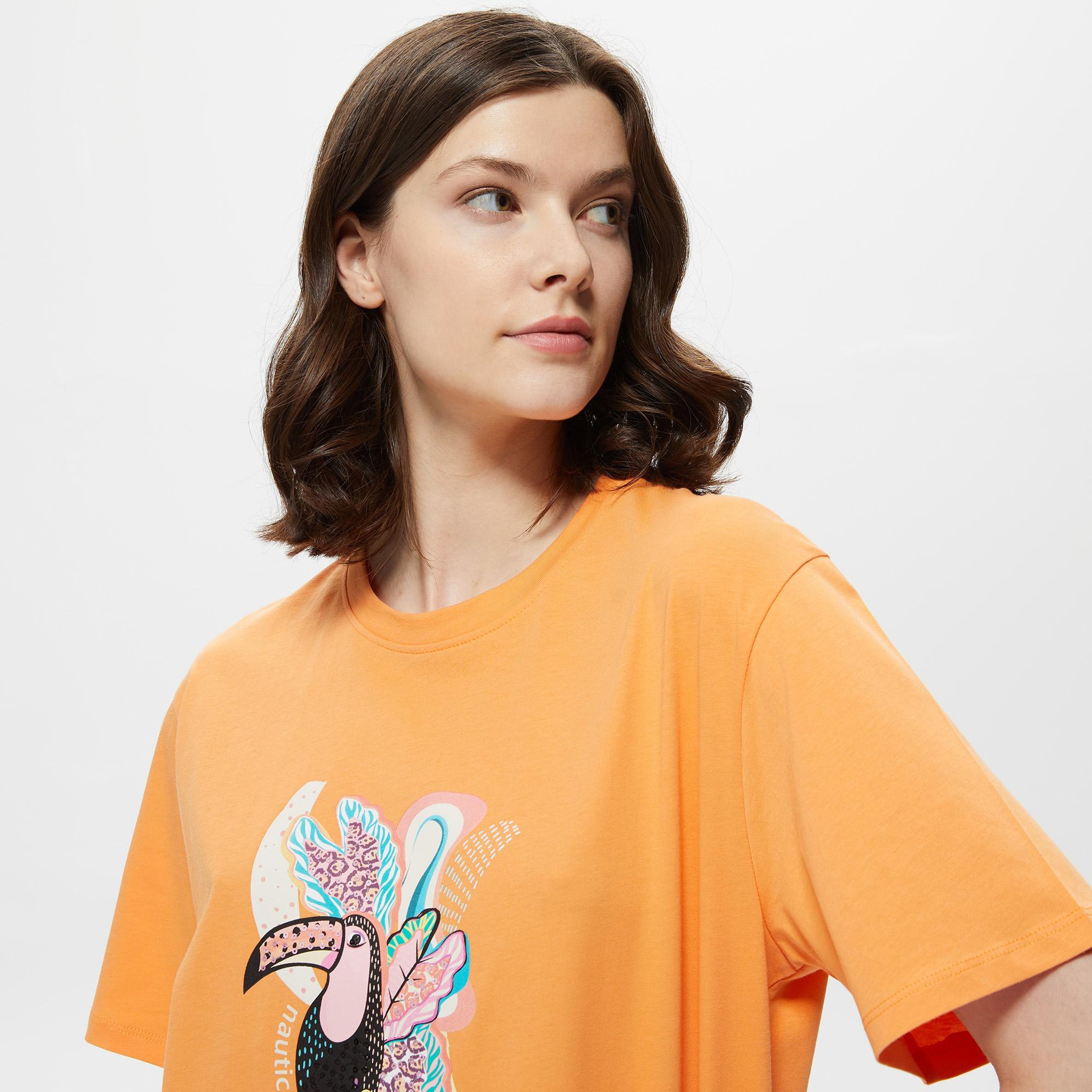 Nautica Kadın Turuncu Baskılı T-Shirt