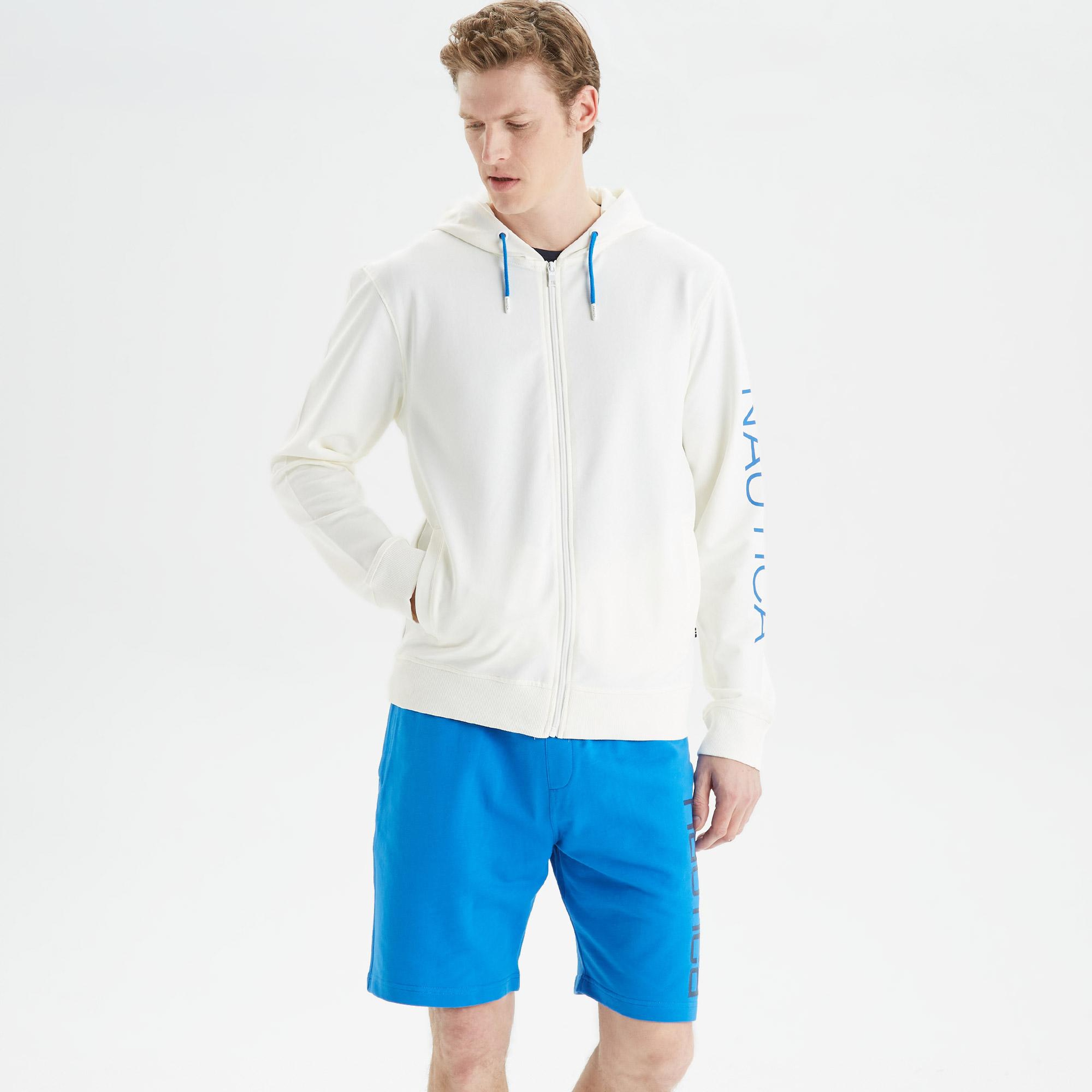 Nautica Erkek Krem Standart Fit Baskılı Sweatshirt