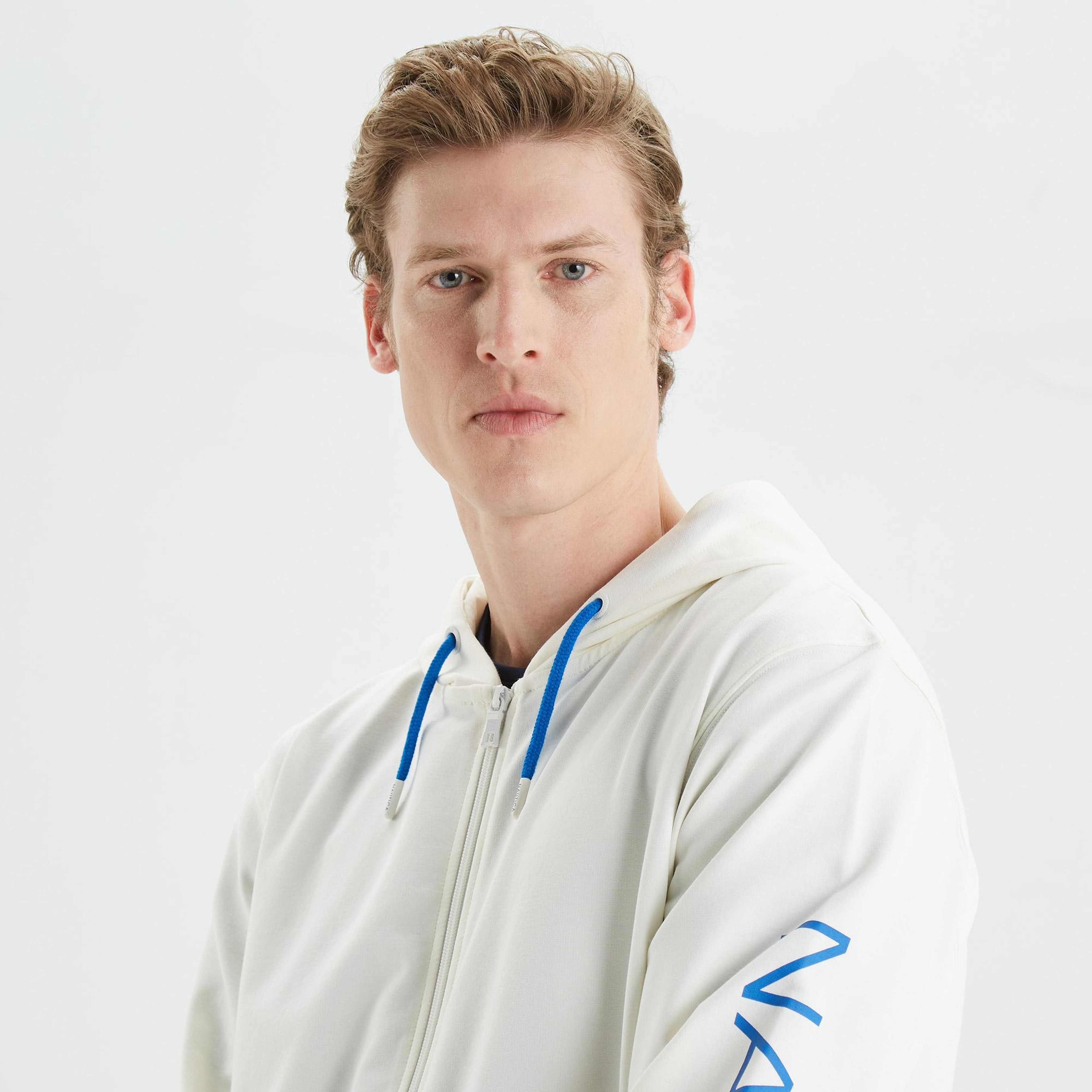 Nautica Erkek Krem Standart Fit Baskılı Sweatshirt