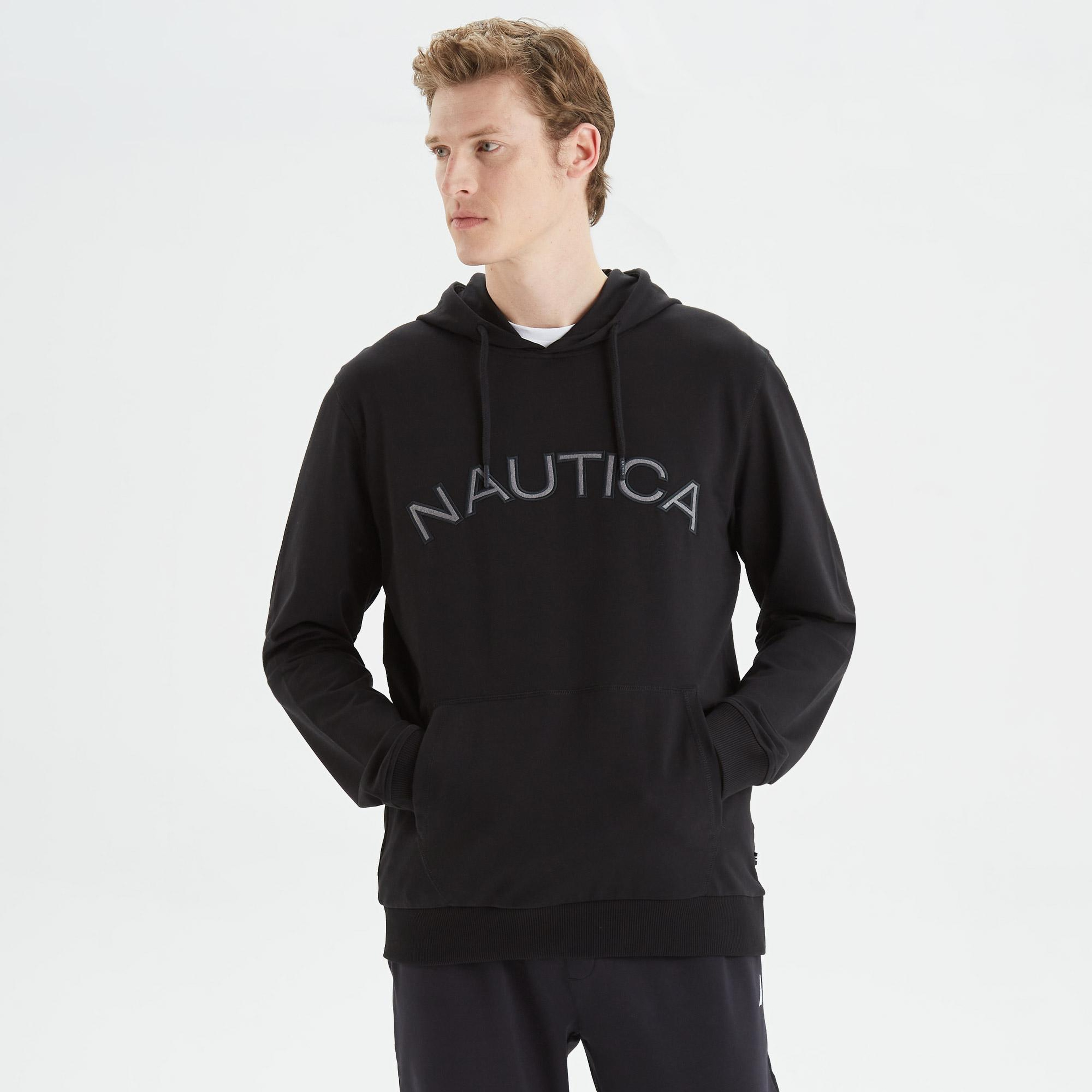 Nautica Erkek Siyah Standart Fit Baskılı Sweatshirt