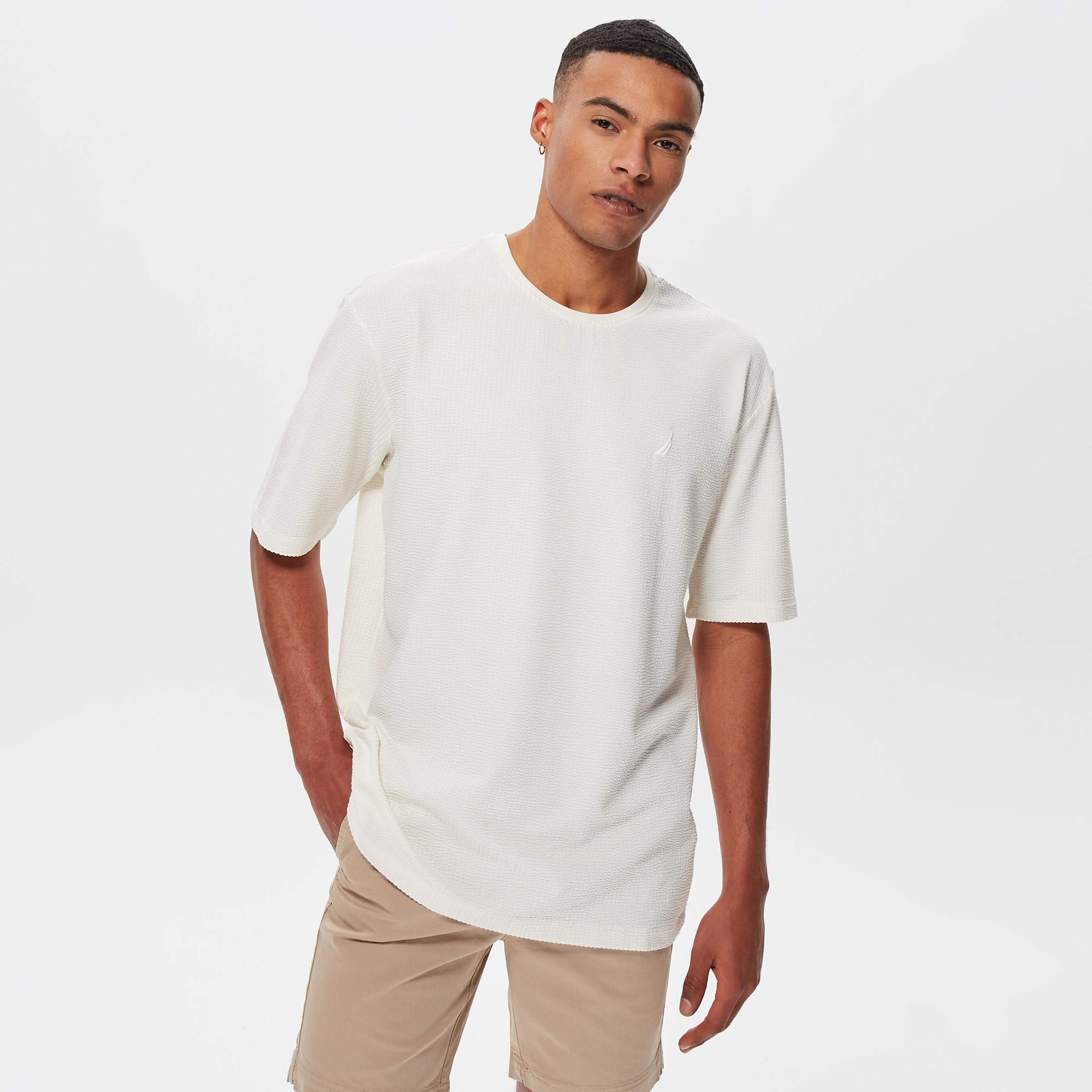 Nautica Erkek Krem Oversize T-Shirt