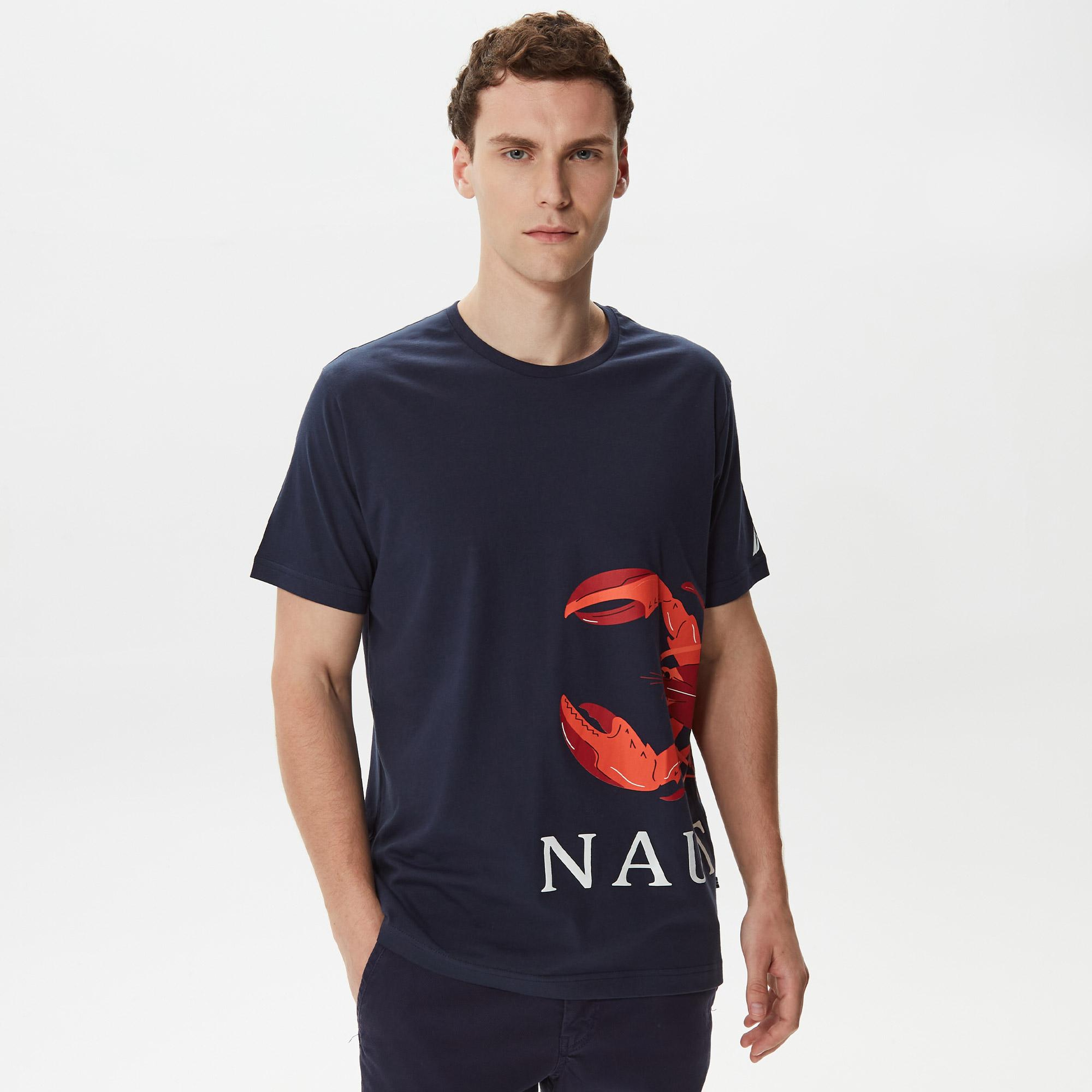 Nautica Erkek Lacivert Baskılı Standart Fit T-Shirt