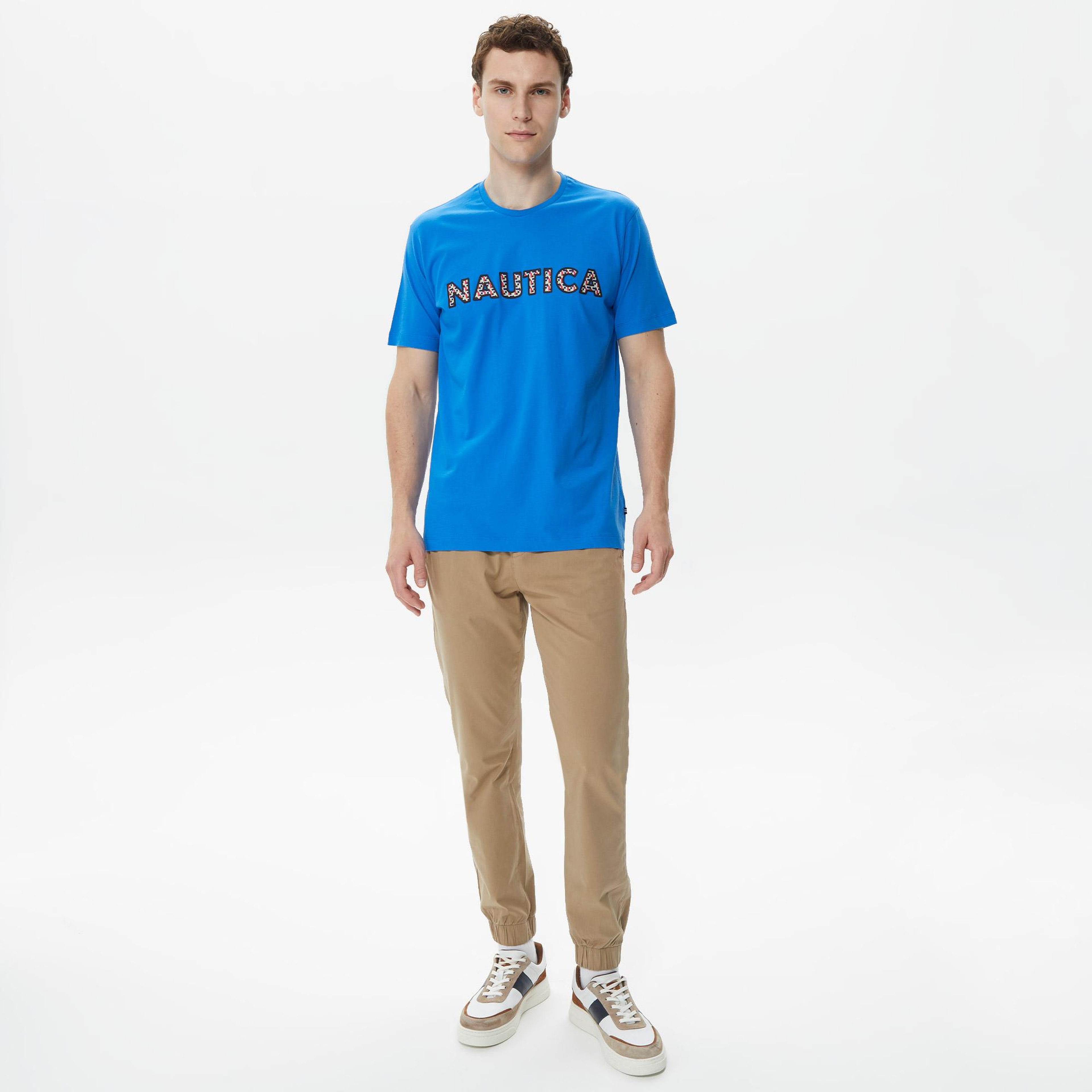 Nautica Erkek Mavi Baskılı T-Shirt