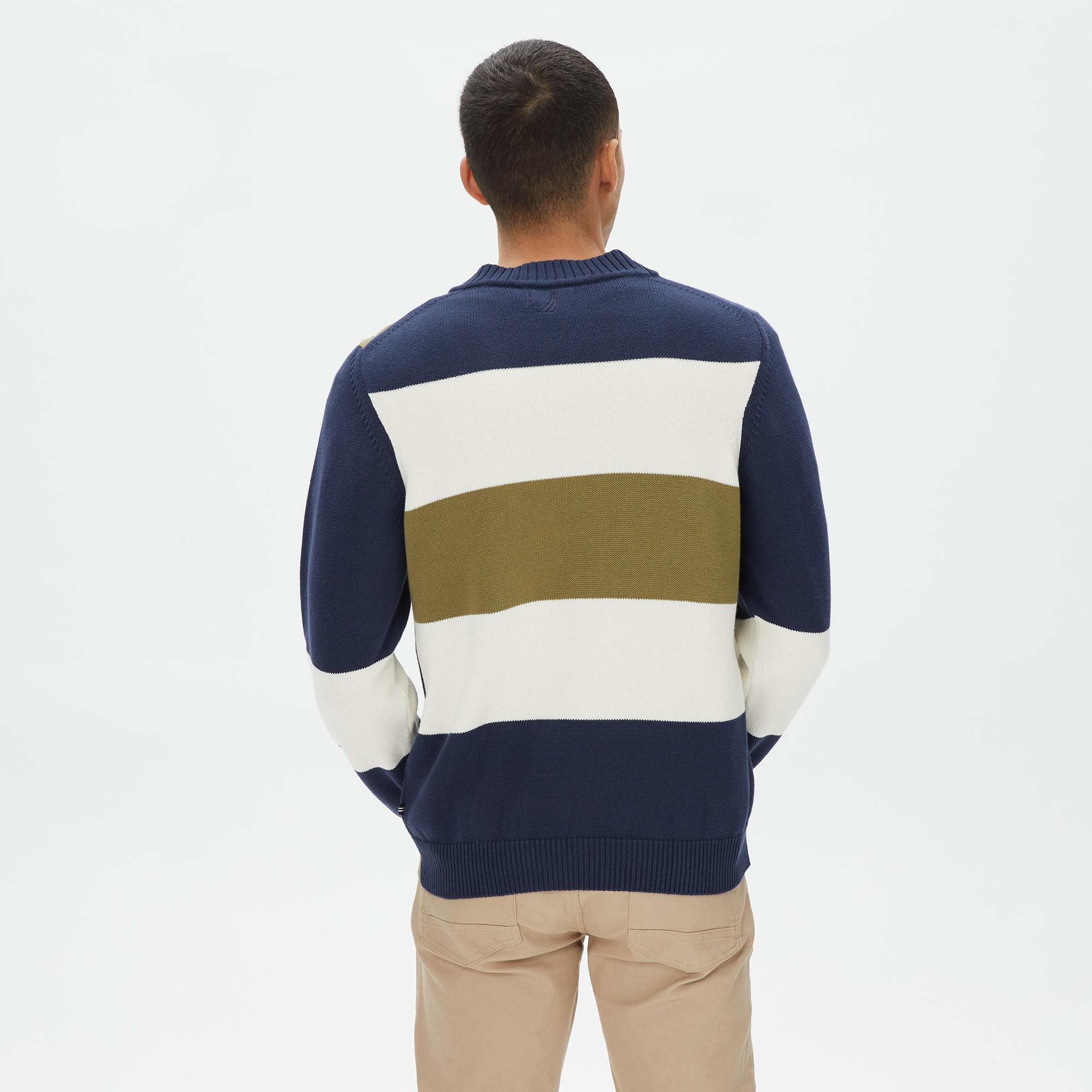 Nautica Erkek Lacivert Relaxed Fit Desenli Triko Hırka