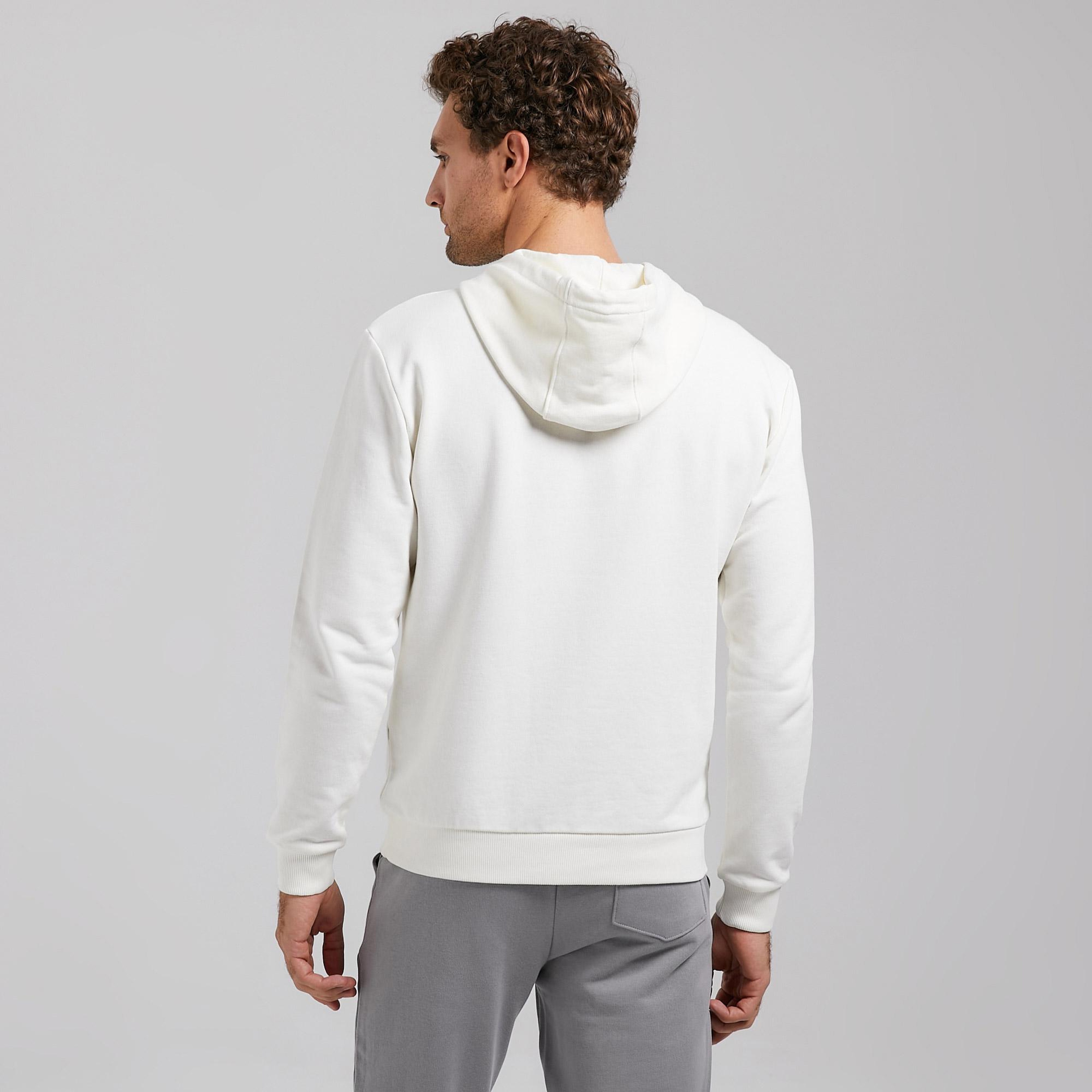 Nautica Erkek Beyaz Standart Fit Kapüşonlu Sweatshirt