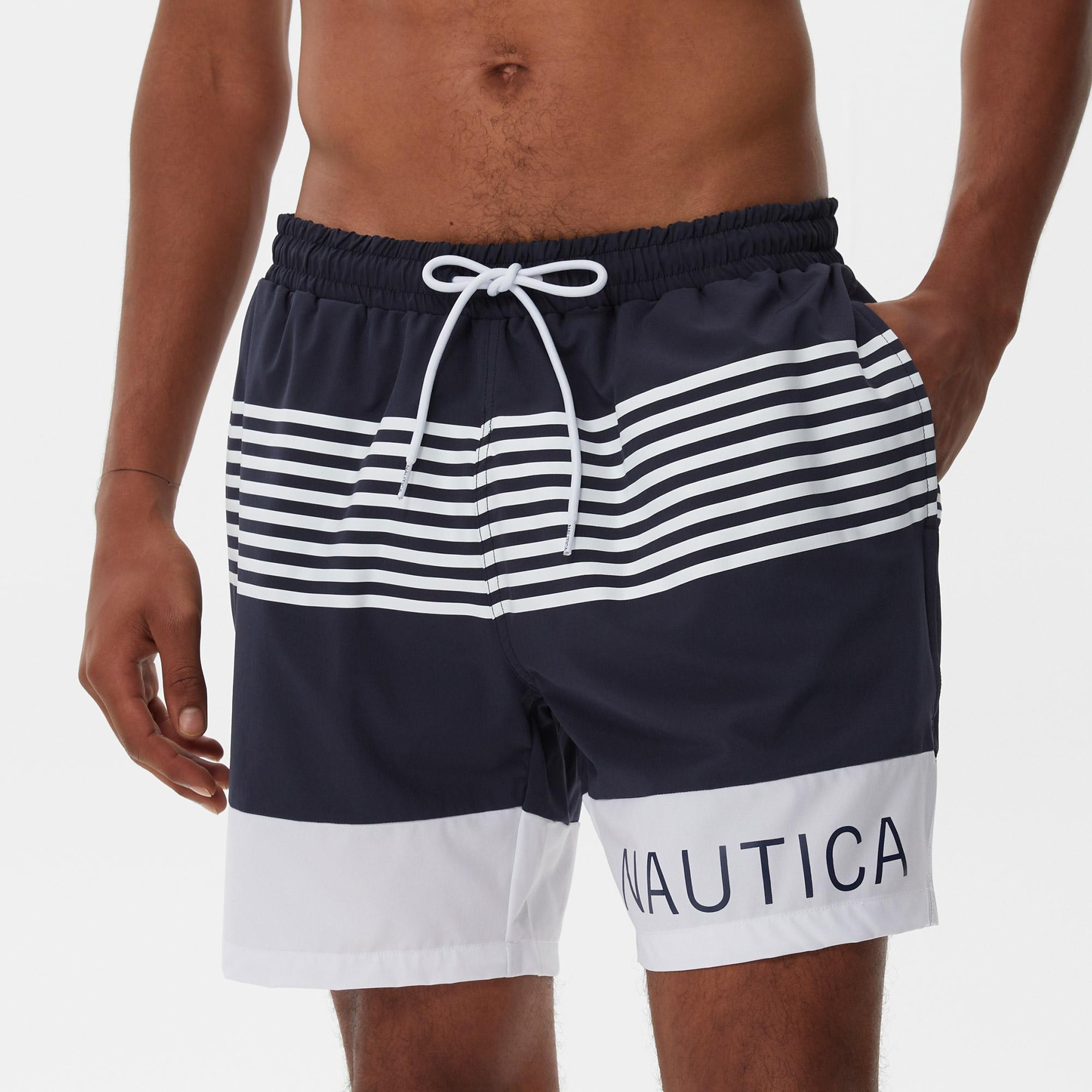 Nautica Erkek Lacivert Çizgili Mayo Şort
