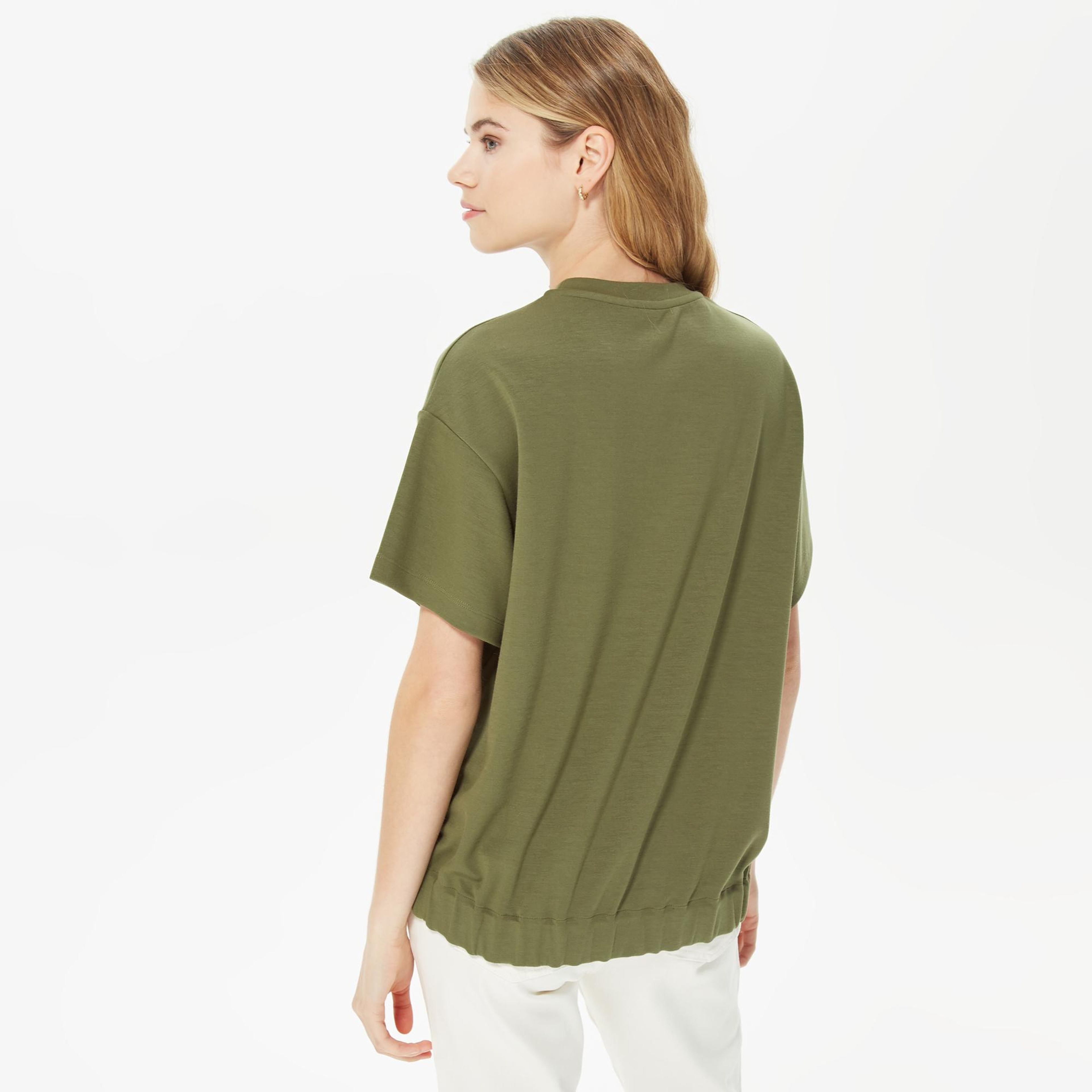 Nautica Kadın Yeşil Oversize Kısa Kollu Sweatshirt