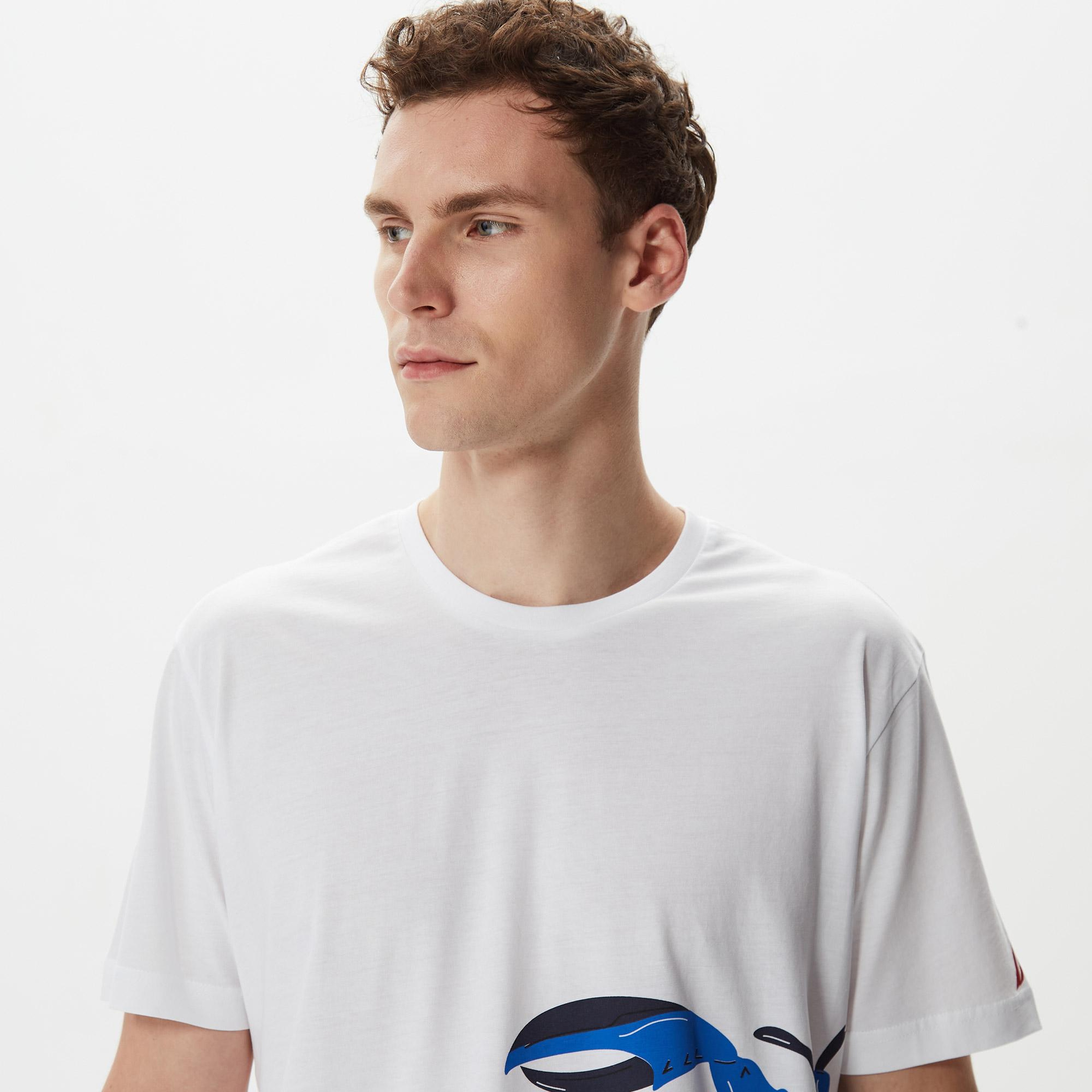 Nautica Erkek Beyaz Baskılı Standart Fit T-Shirt
