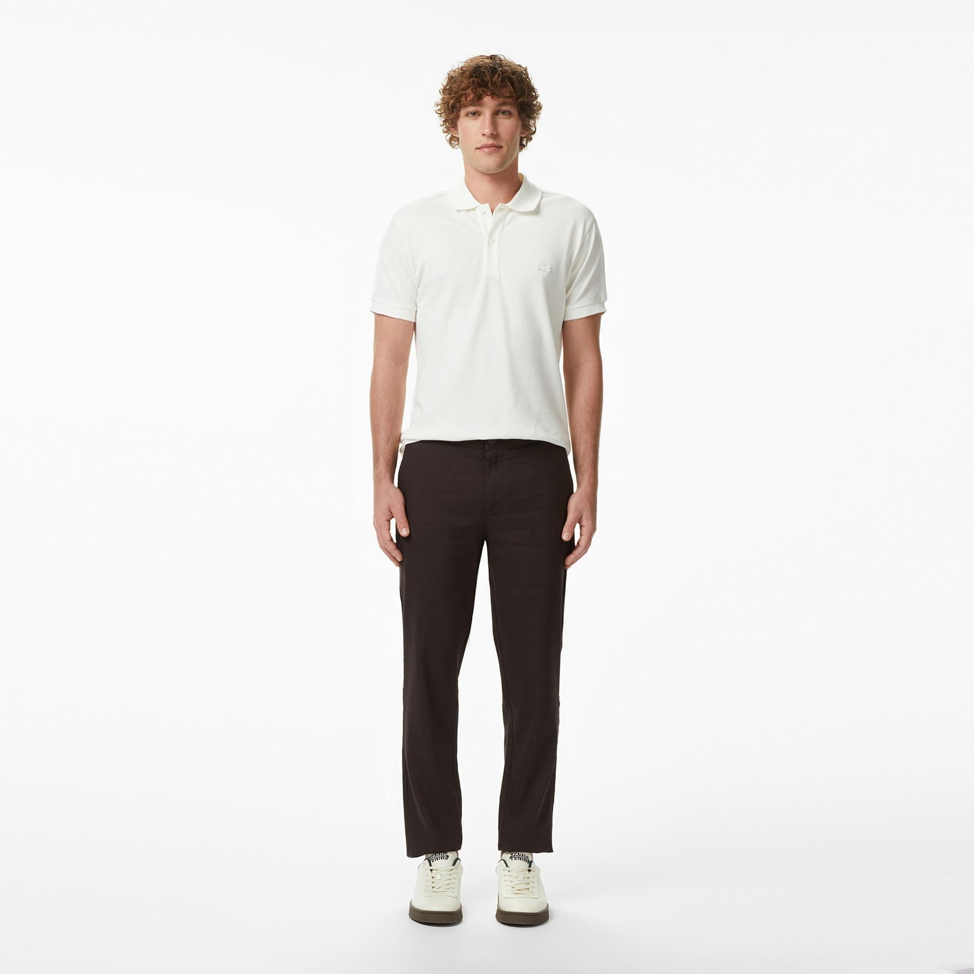 Erkek Tapered Fit Kahverengi Chino Pantolon