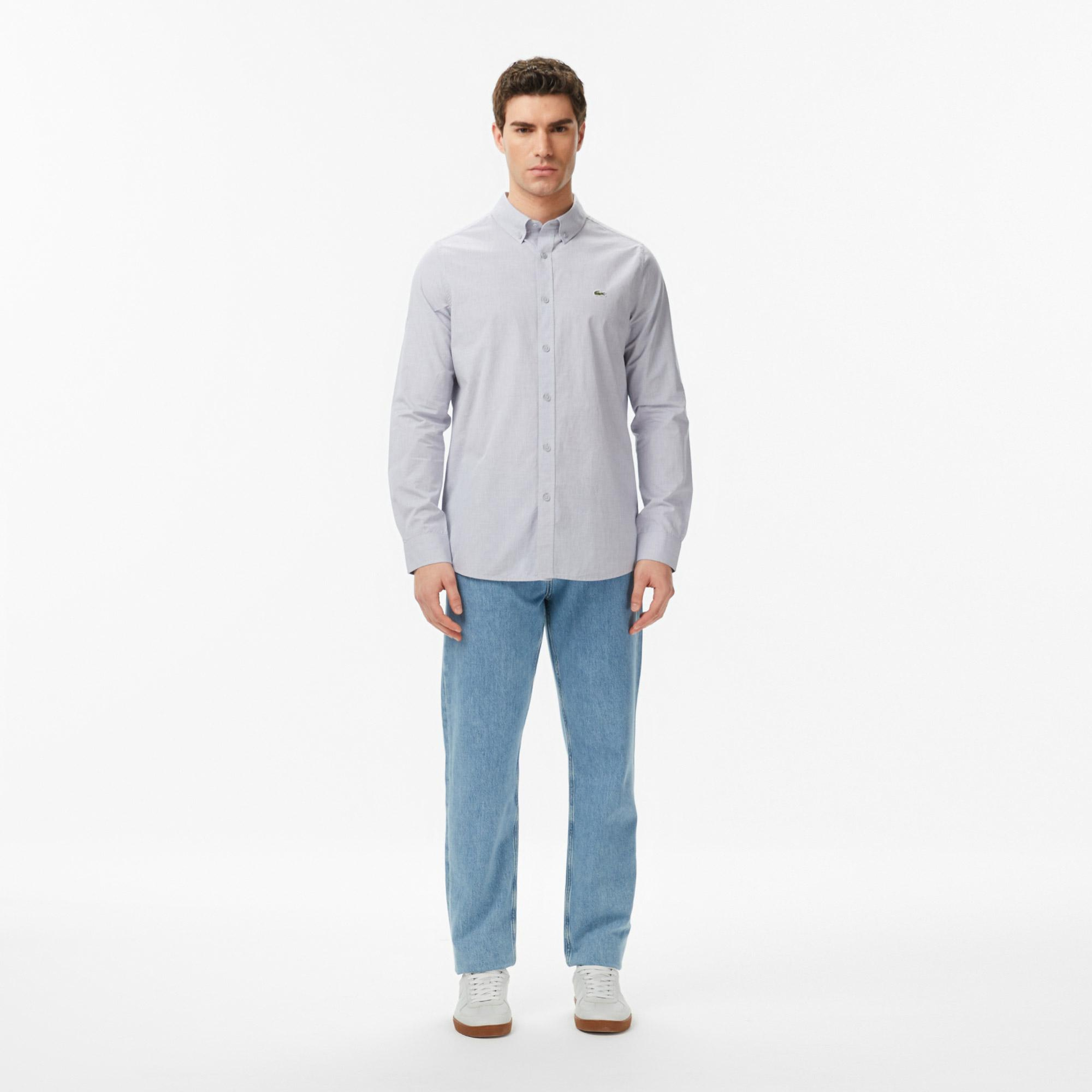 Erkek Slim Fit Gri Gömlek
