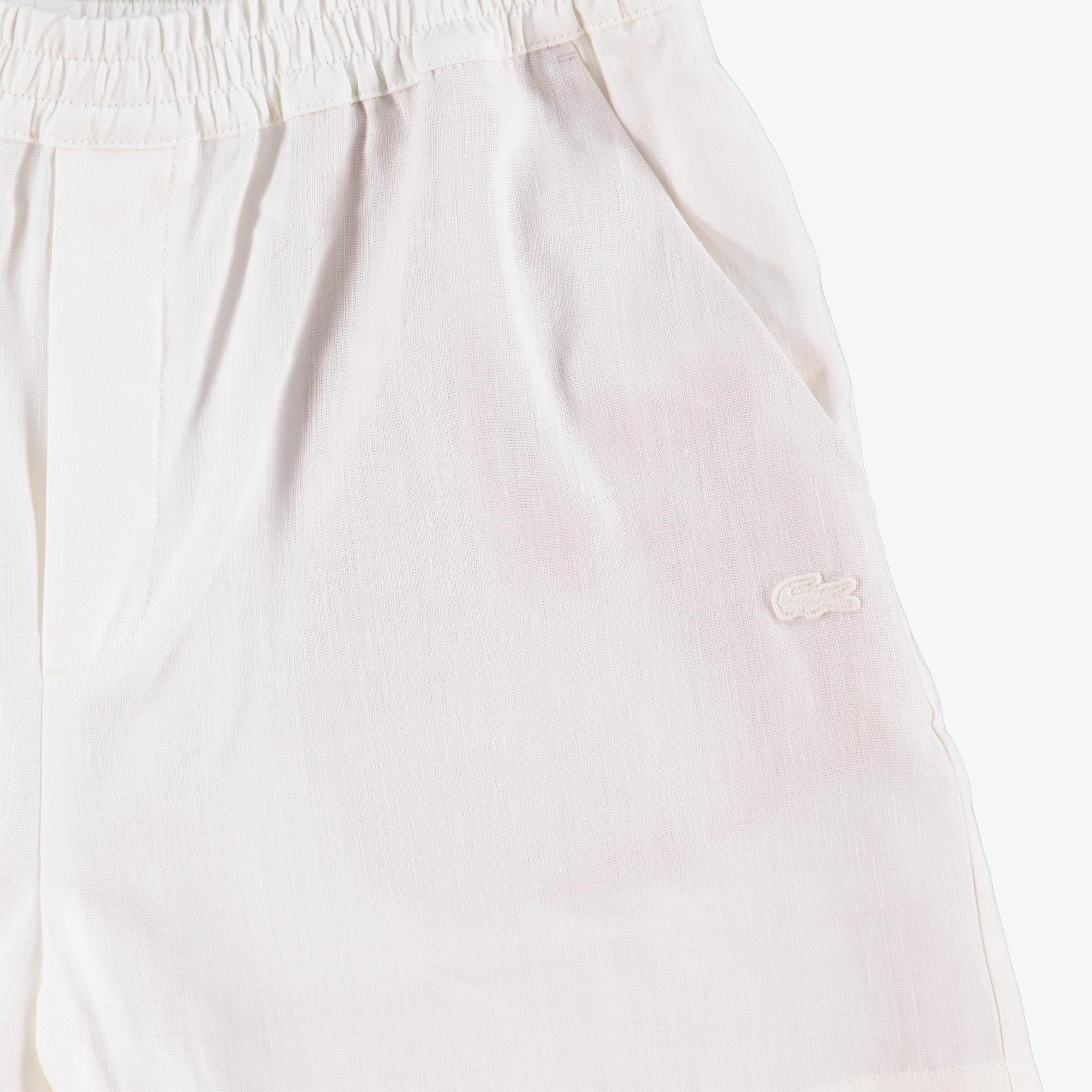 Kadın Relaxed Fit Keten Krem Şort