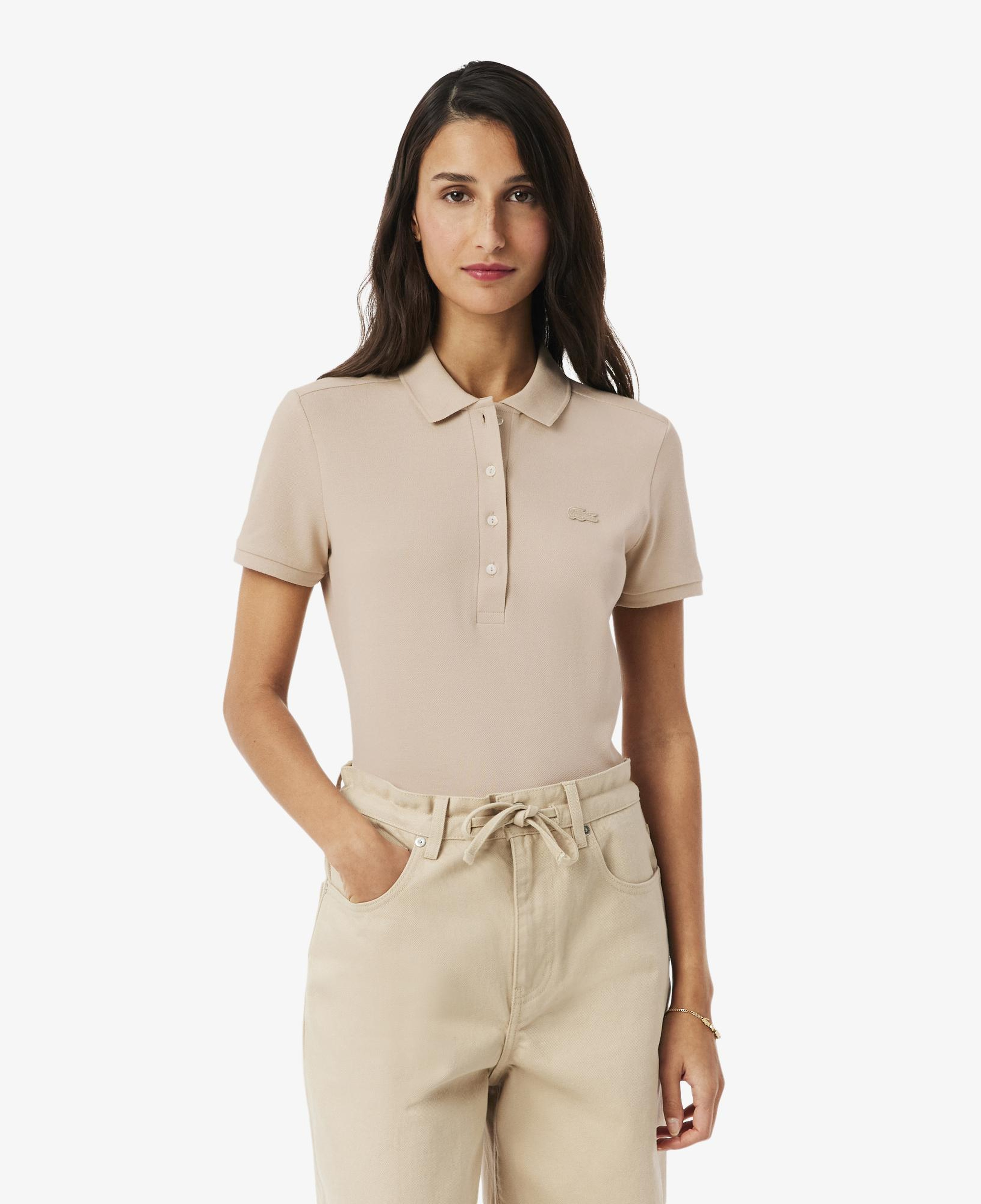 L.12.D Kadın Slim Fit Bej Polo