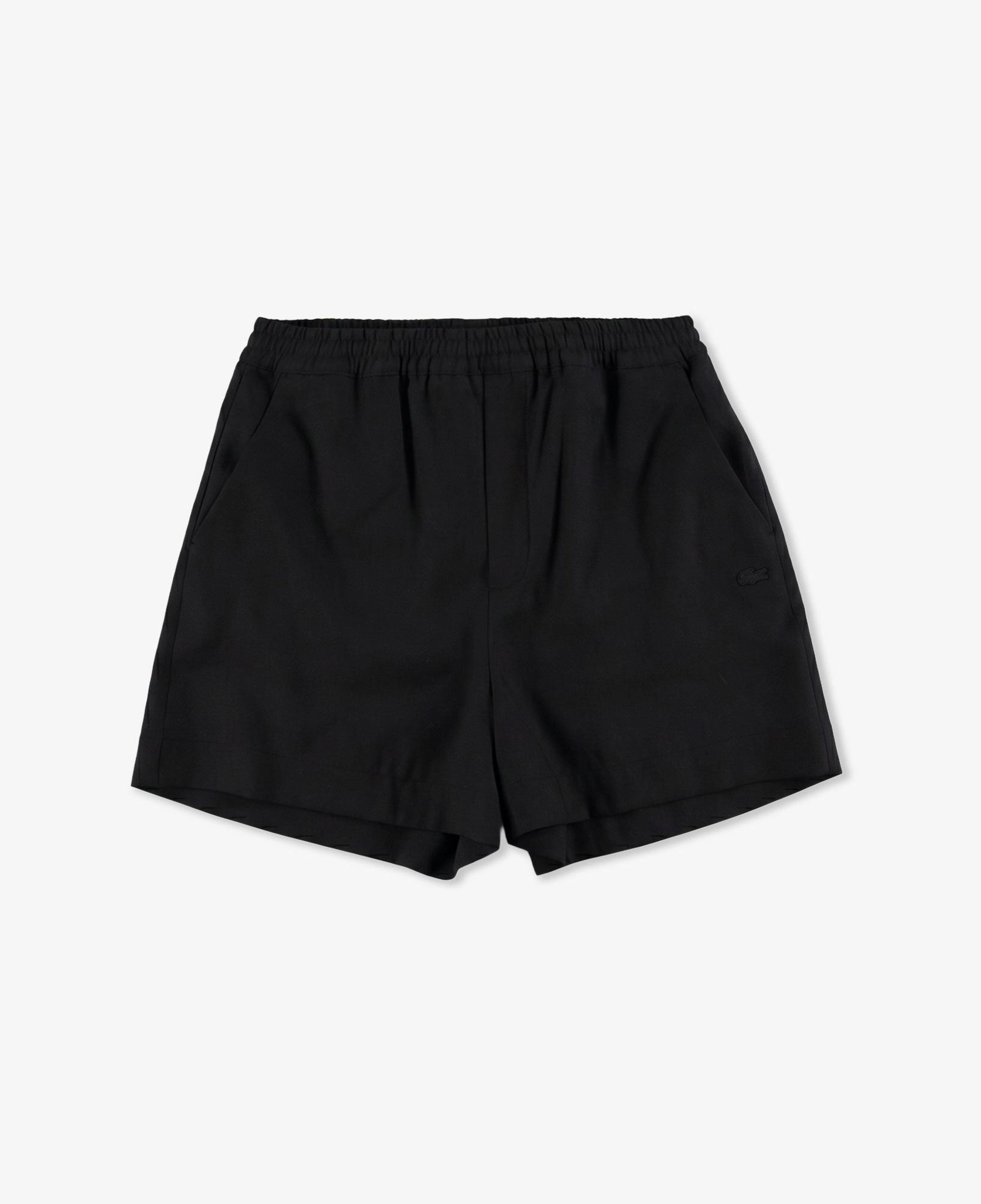 Kadın Relaxed Fit Keten Siyah Bermuda Şort