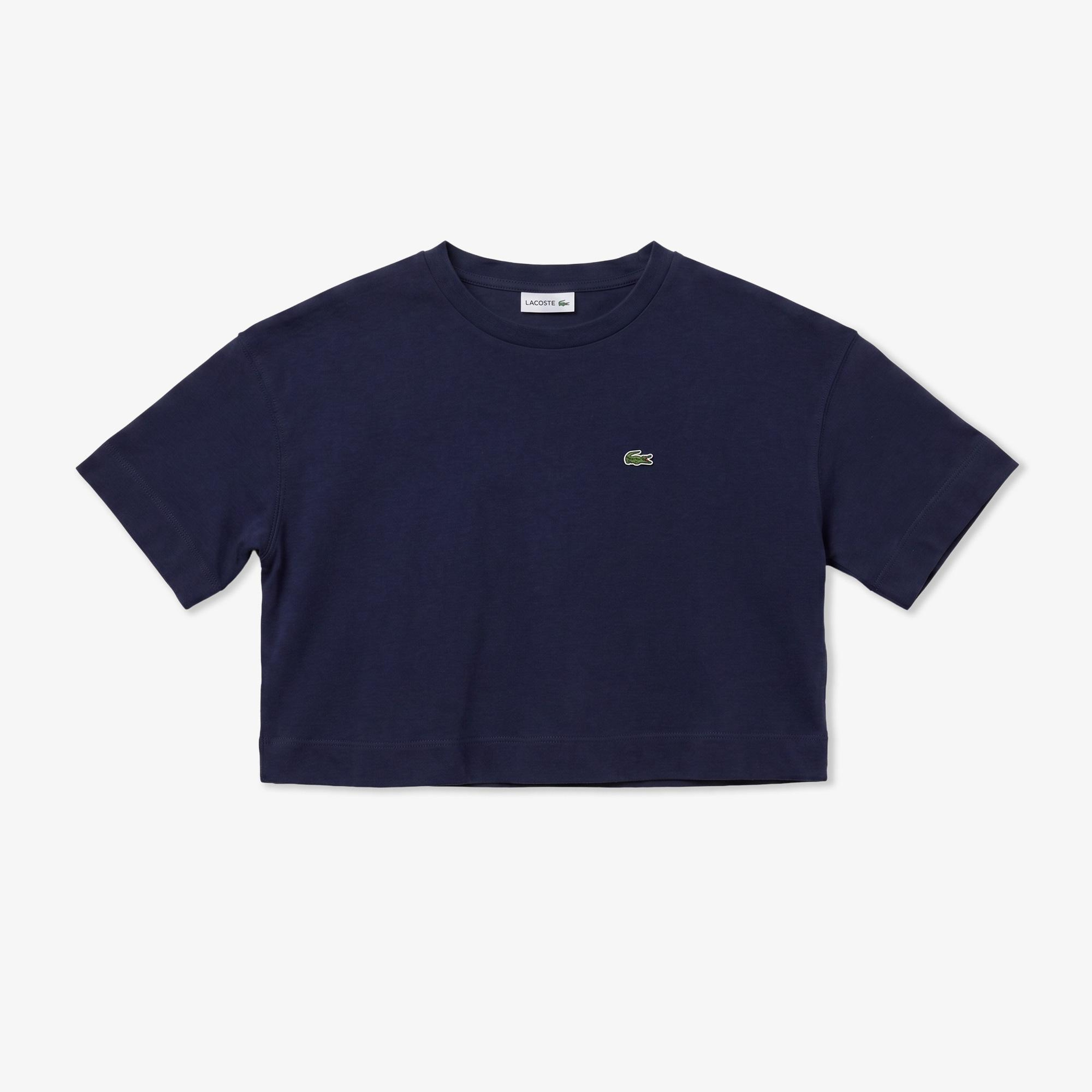 Kadın Bisiklet Yaka Lacivert T-Shirt