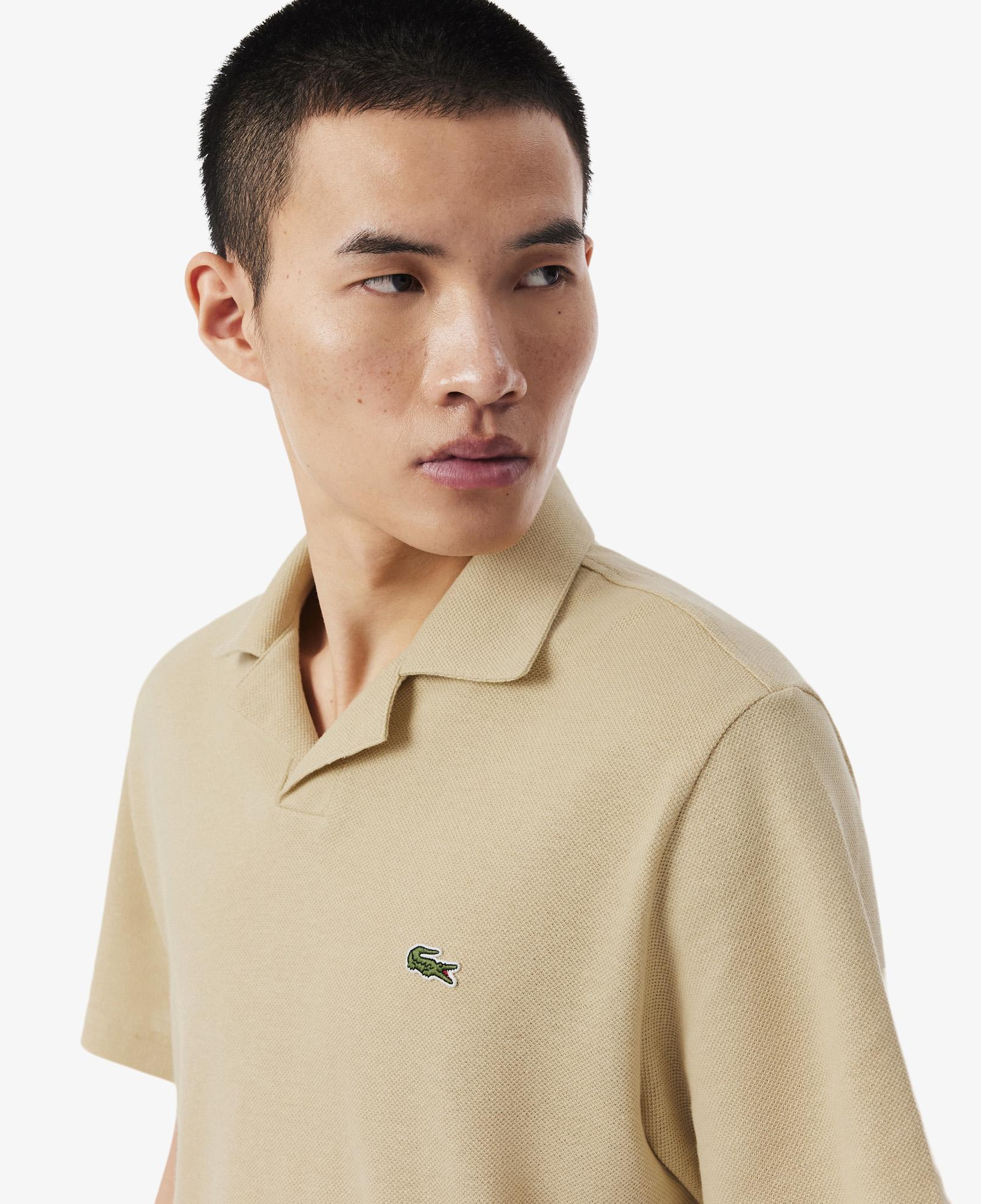 Erkek Classic Fit Keten Bej Polo