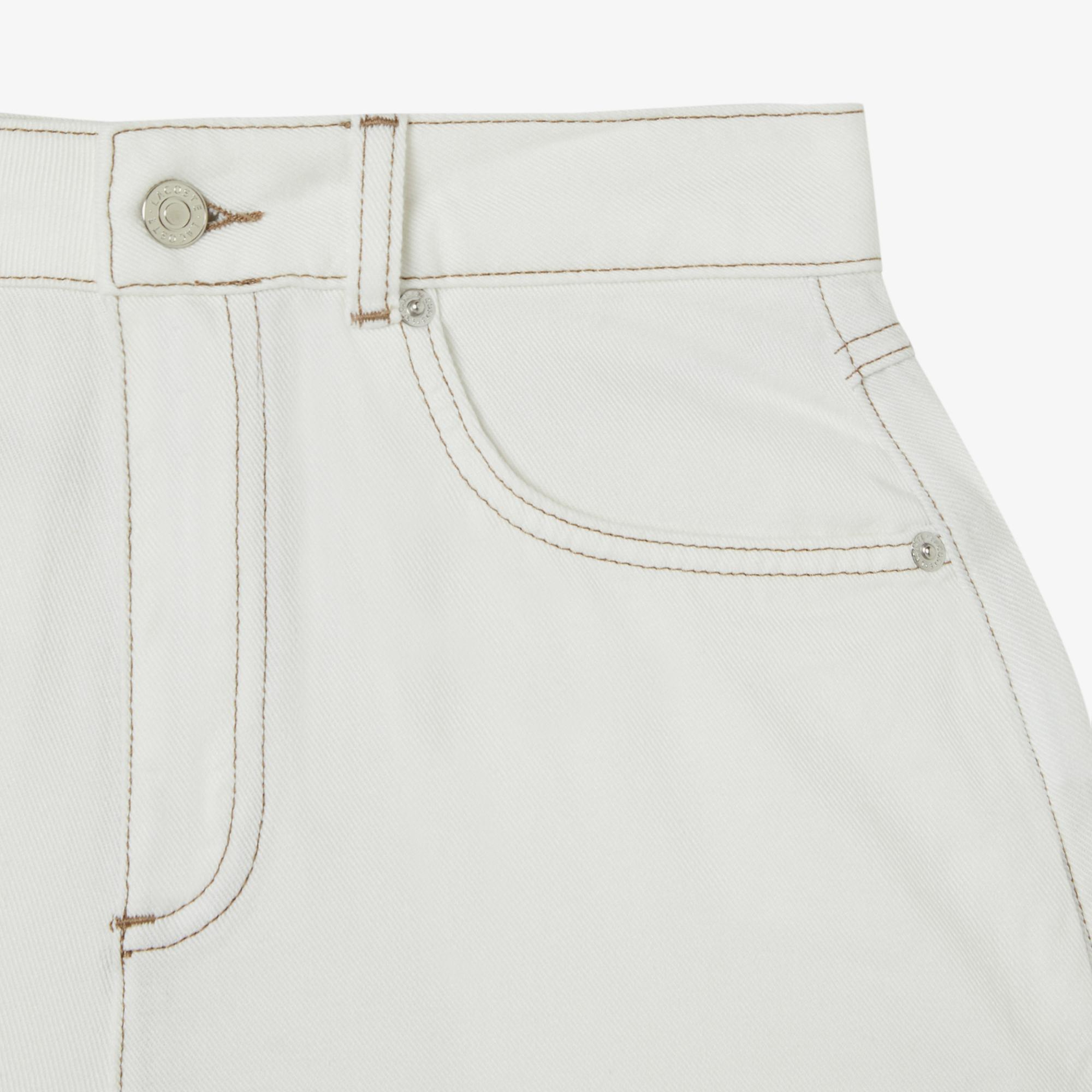 Kadın Slim Fit Krem Bermuda Şort