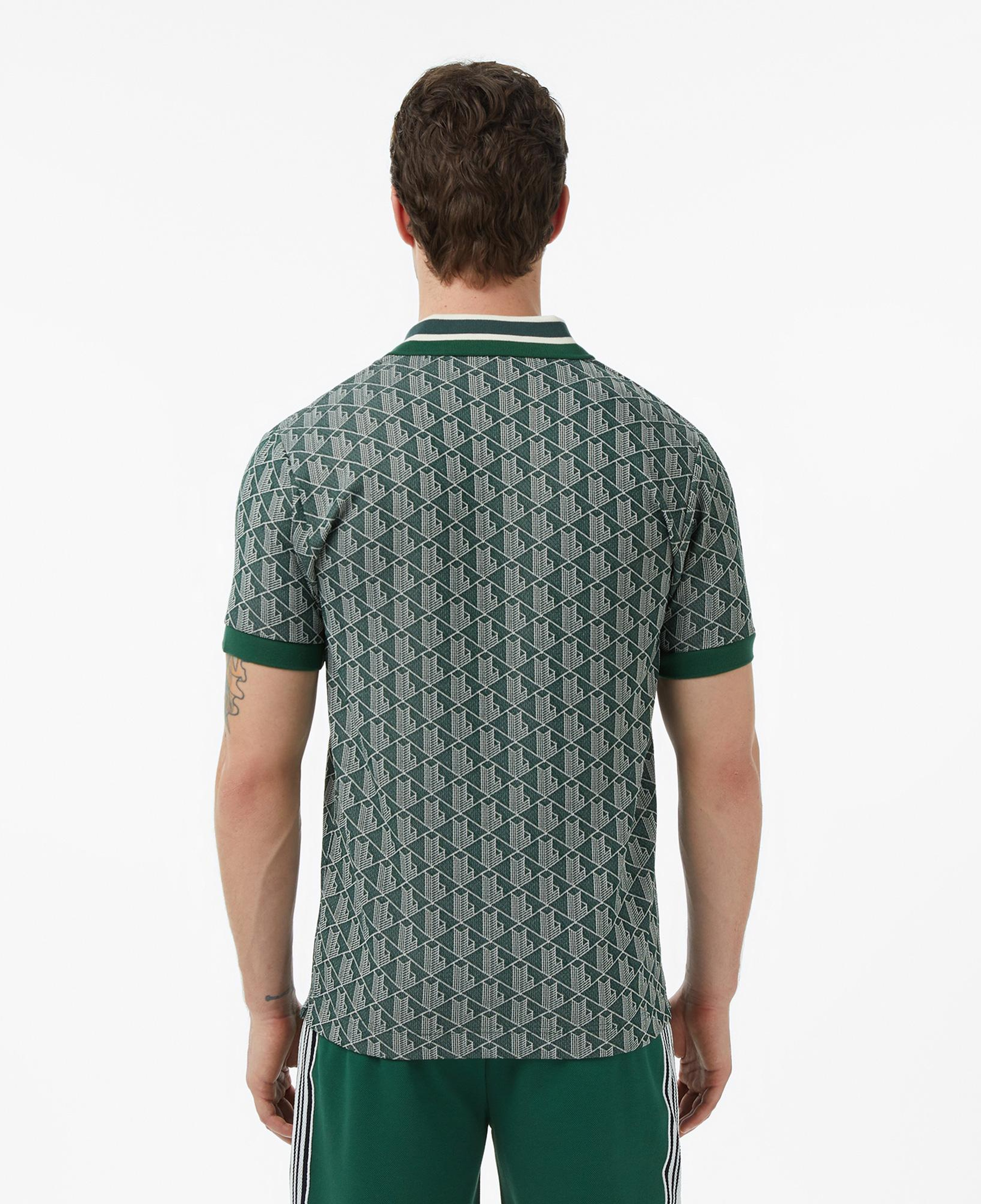 Erkek Classic Fit Monogram Yeşil Polo