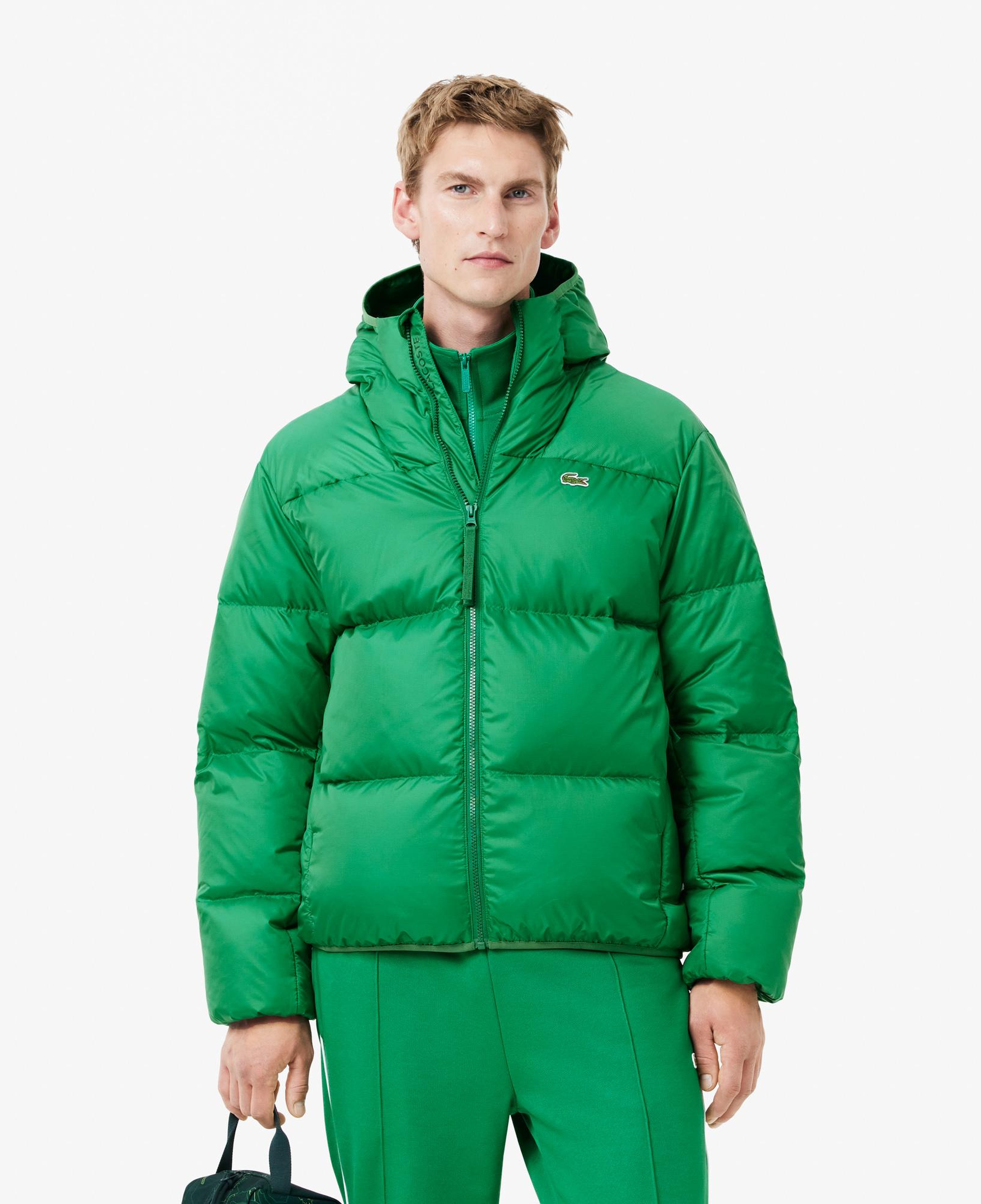 Erkek Relaxed Fit Kapüşonlu Yeşil Şişme Mont
