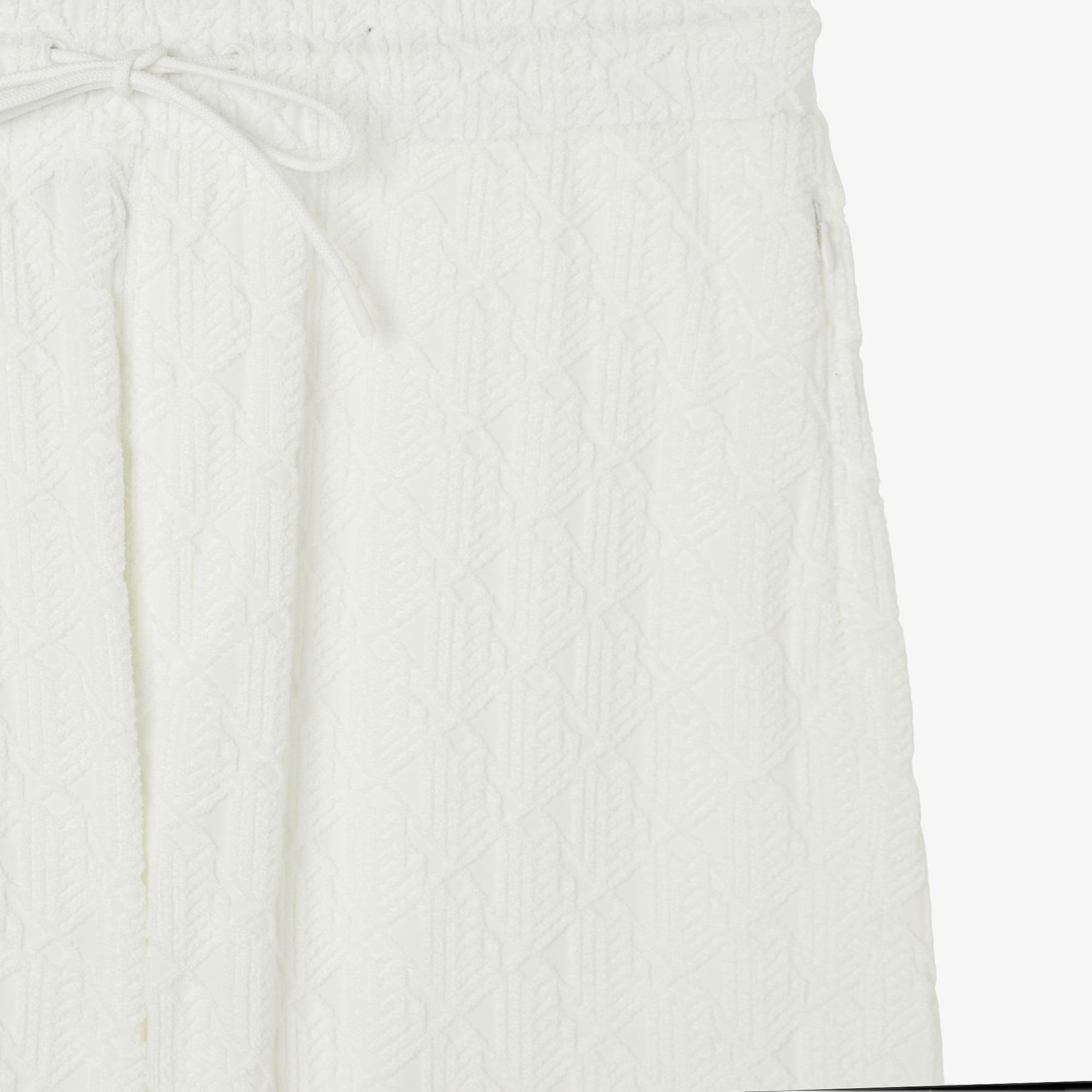 Erkek Relaxed Fit Monogram Beyaz Bermuda Şort