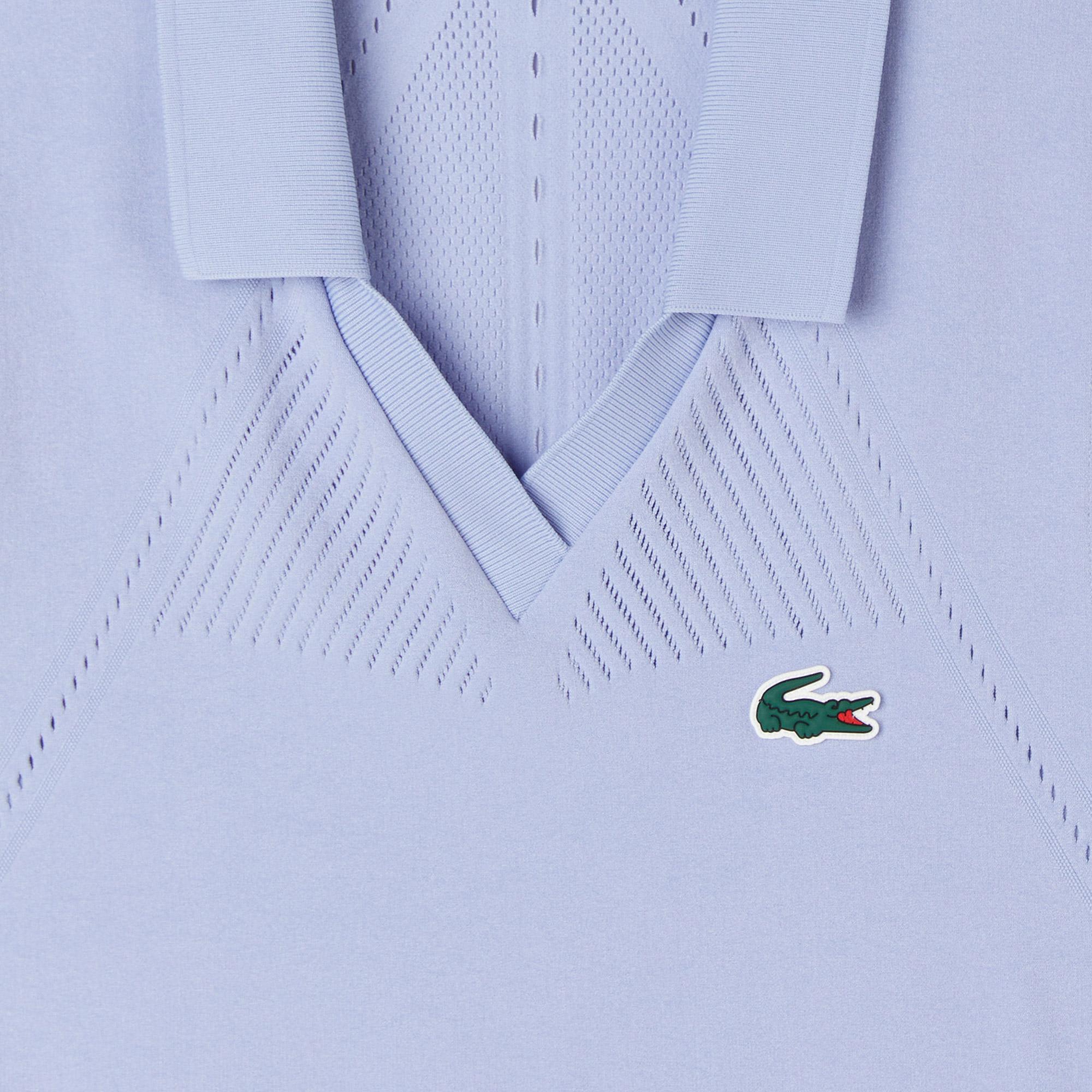 Kadın Flare Fit Kolsuz Polo Yaka Mavi Elbise