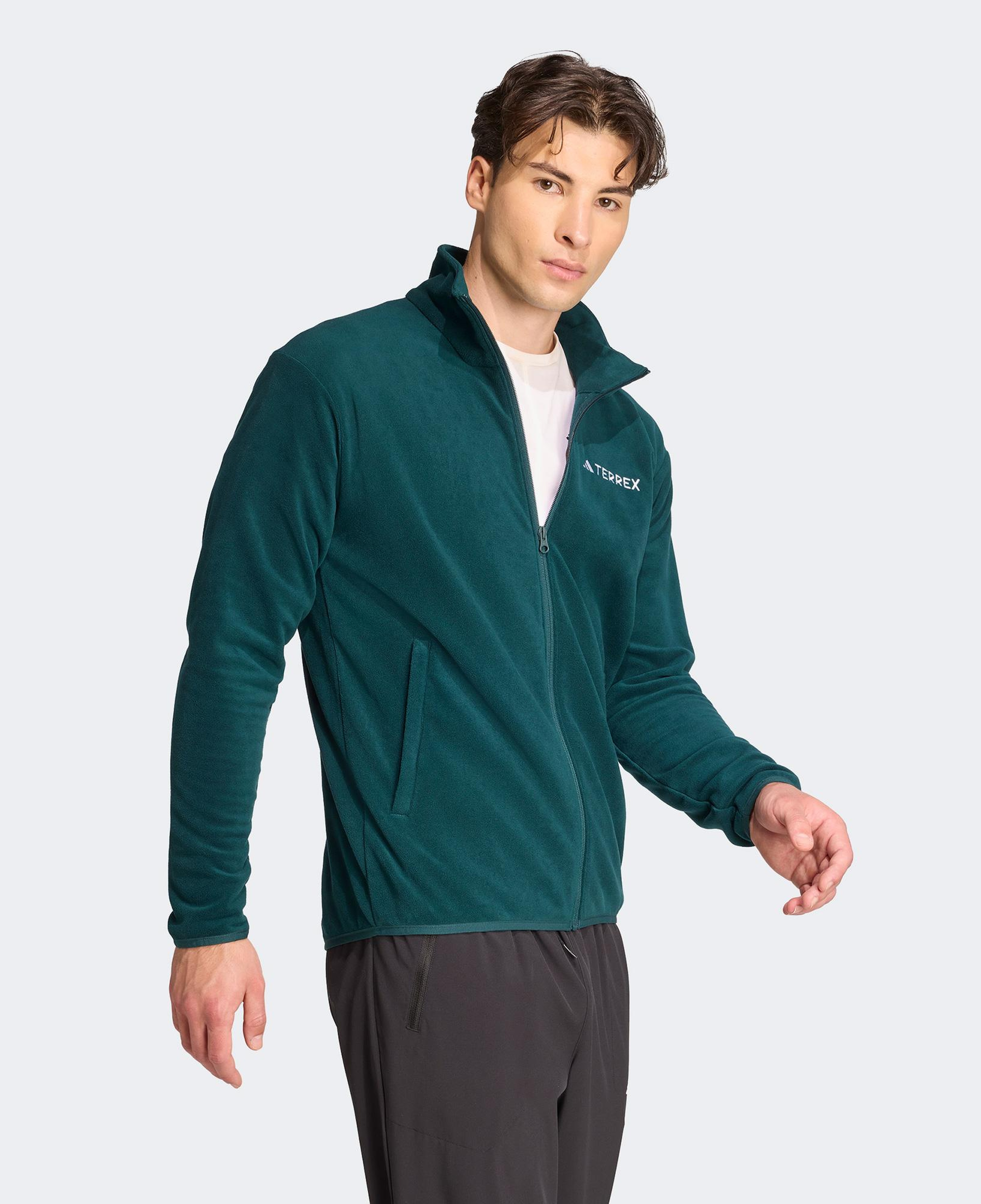 adidas Multi Essentials Full Zip Fleece Erkek Yeşil Yürüyüş Polar