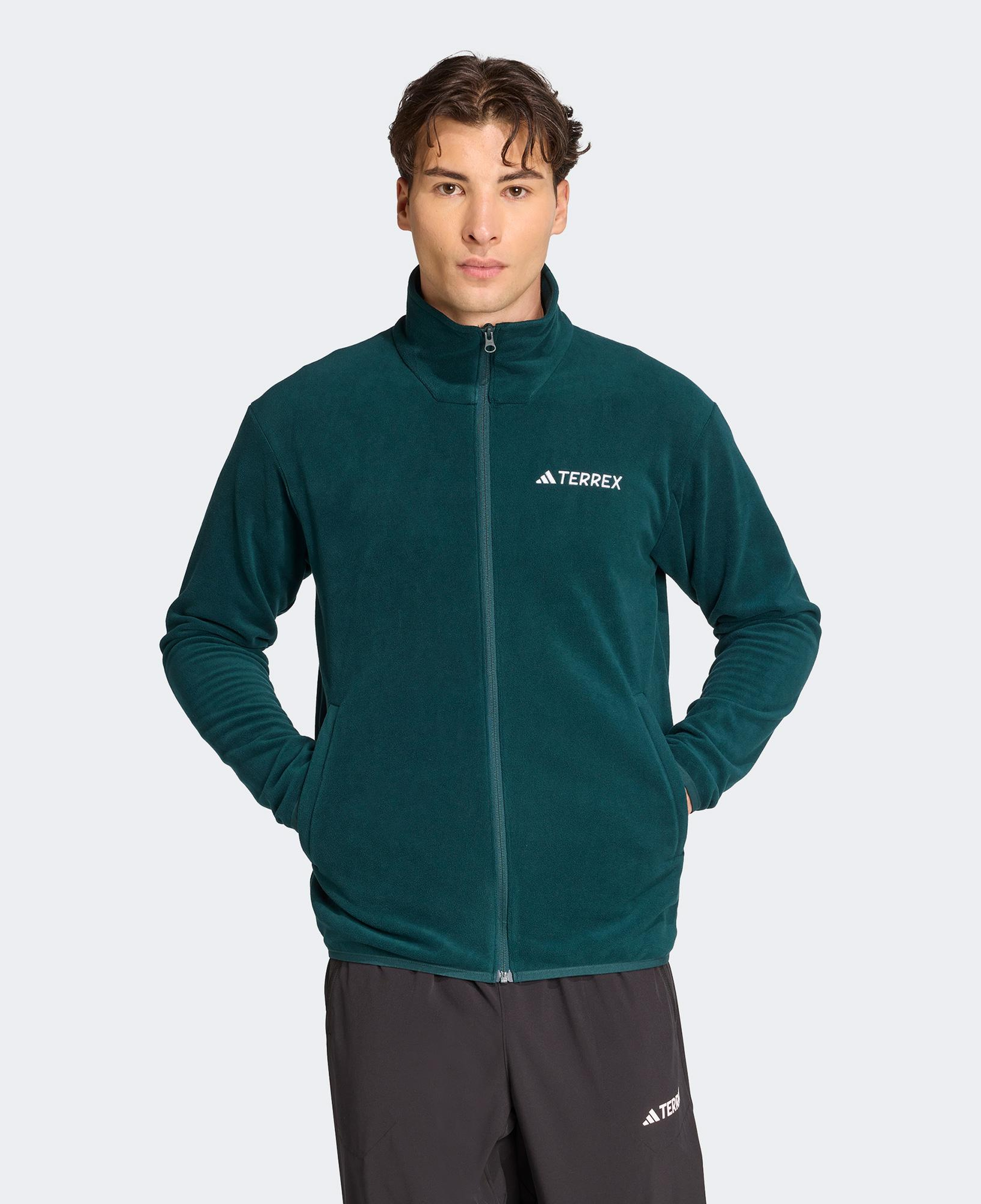 adidas Multi Essentials Full Zip Fleece Erkek Yeşil Yürüyüş Polar