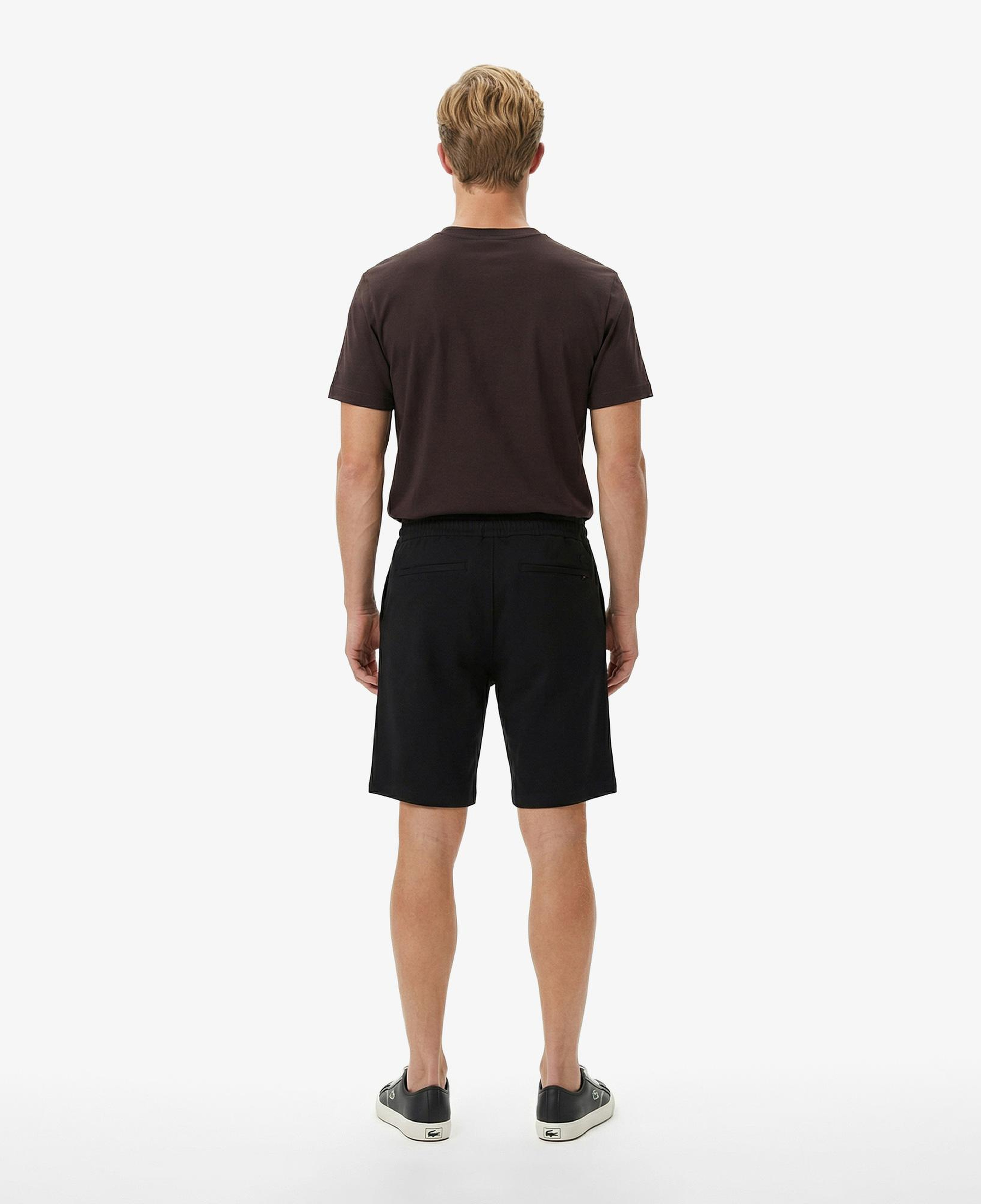 Erkek Tapered Fit Keten Siyah Bermuda Şort