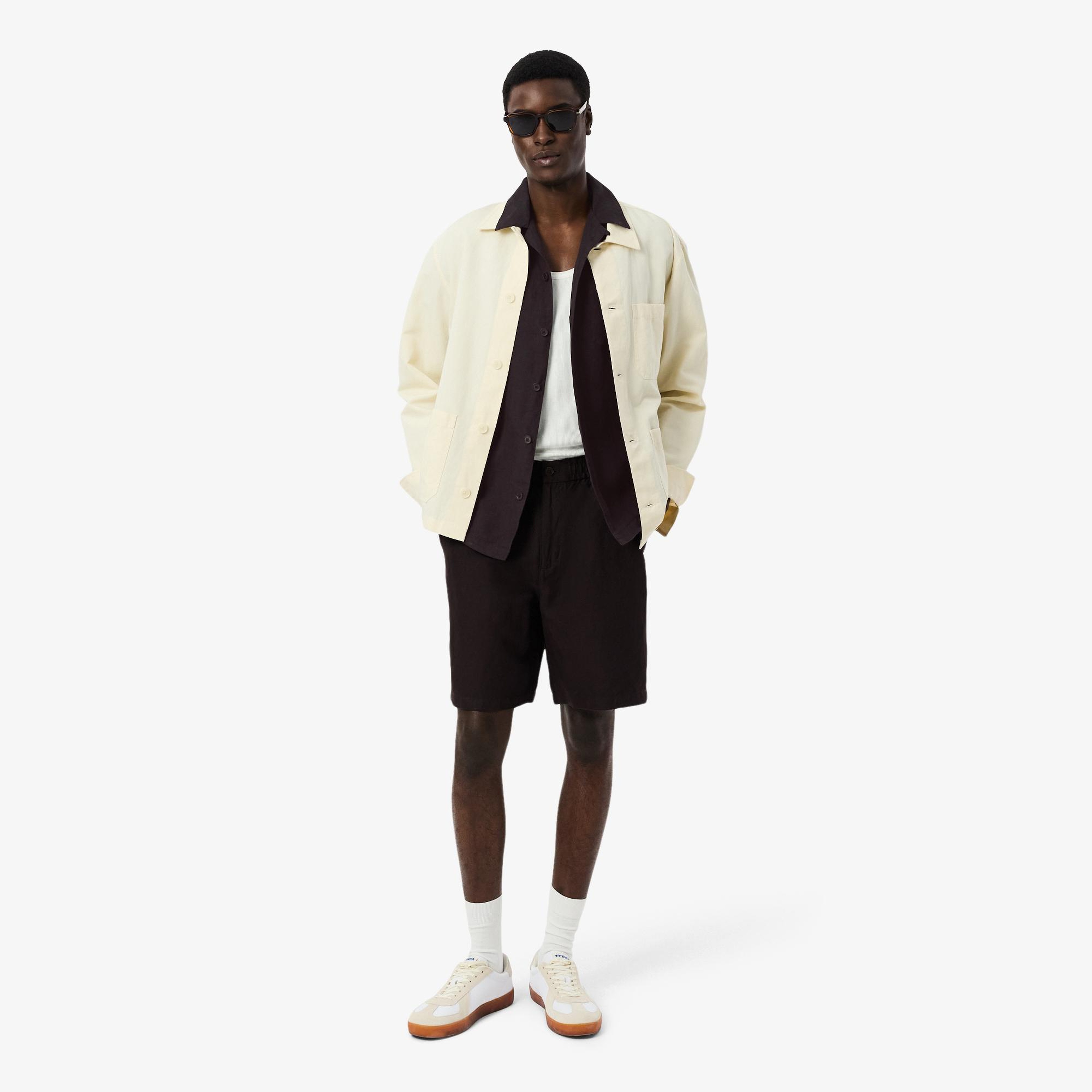 Erkek Relaxed Fit Kısa Kollu Koyu Kahverengi Gömlek