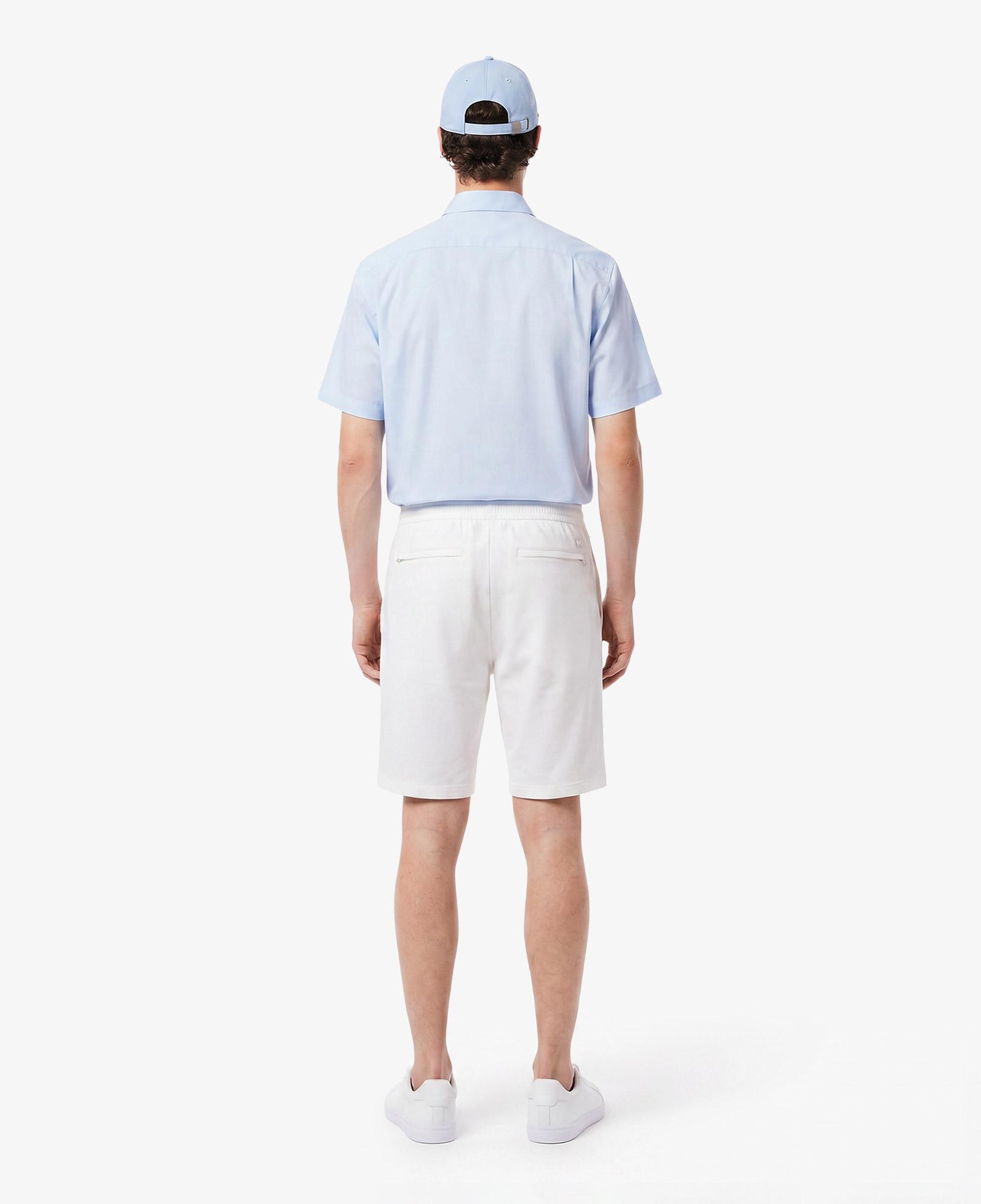 Erkek Tapered Fit Keten Beyaz Bermuda Şort