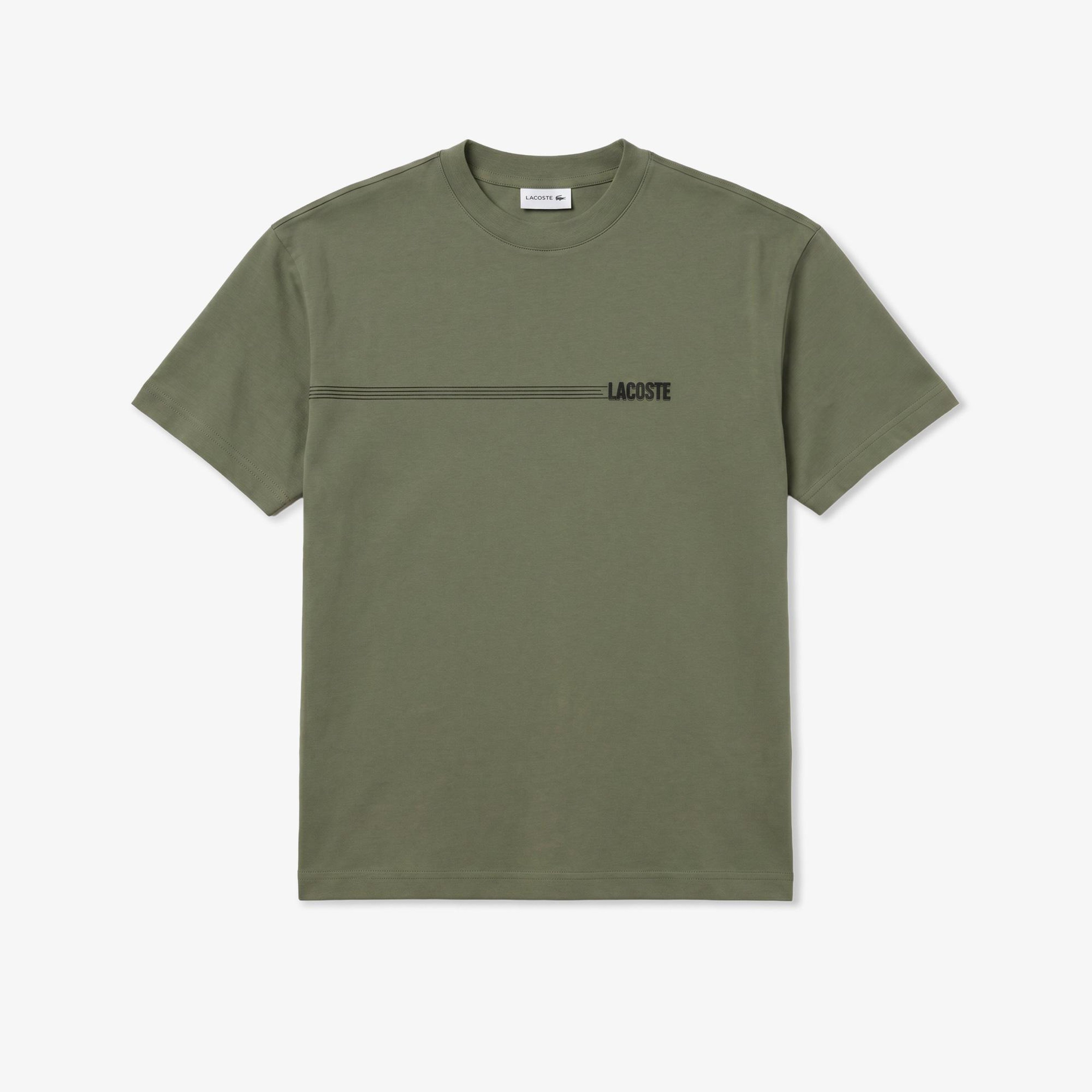Erkek Regular Fit Bisiklet Yaka Baskılı Haki T-Shirt