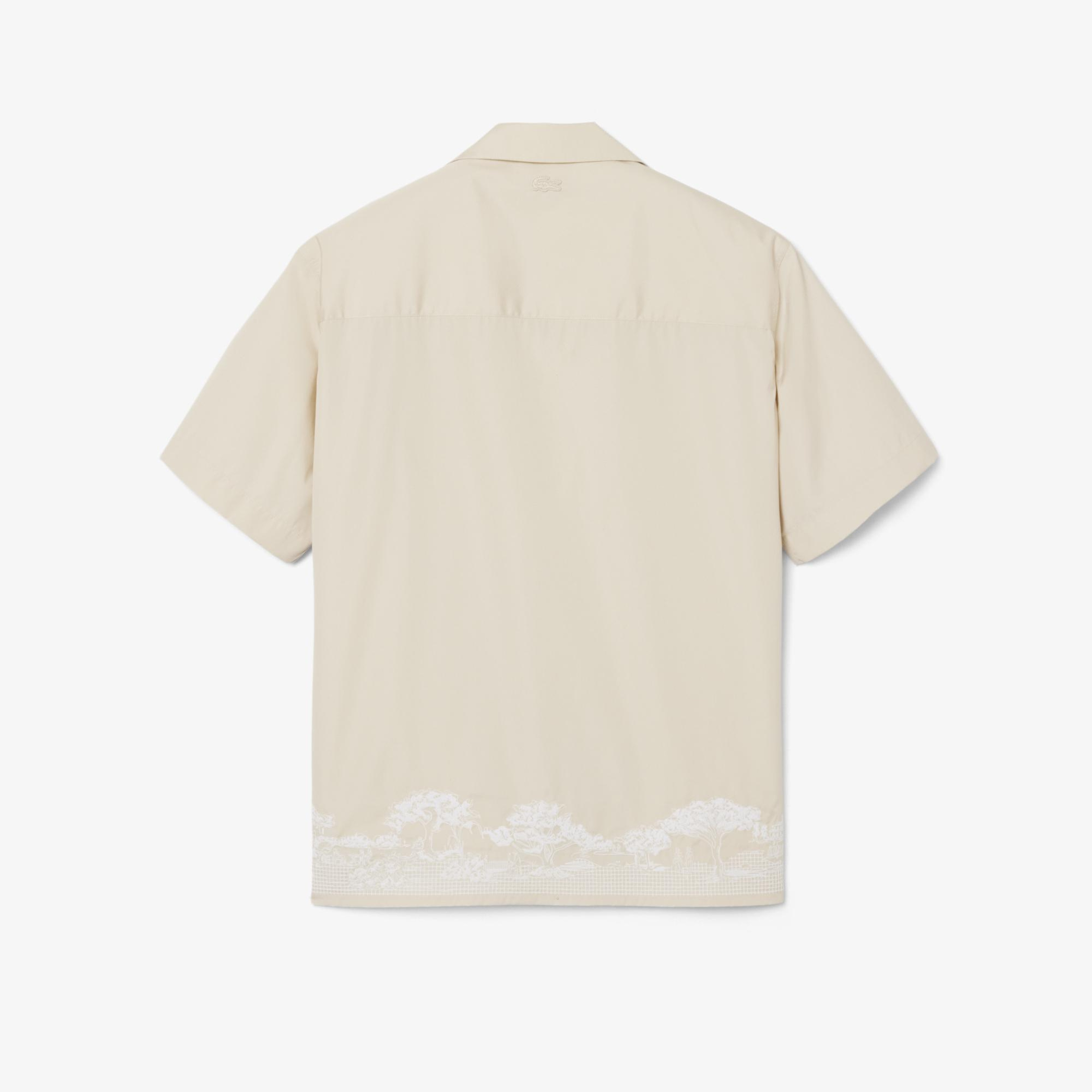 SS26 RUNWAY Unisex Relaxed Fit Kısa Kollu Desenli Bej Gömlek