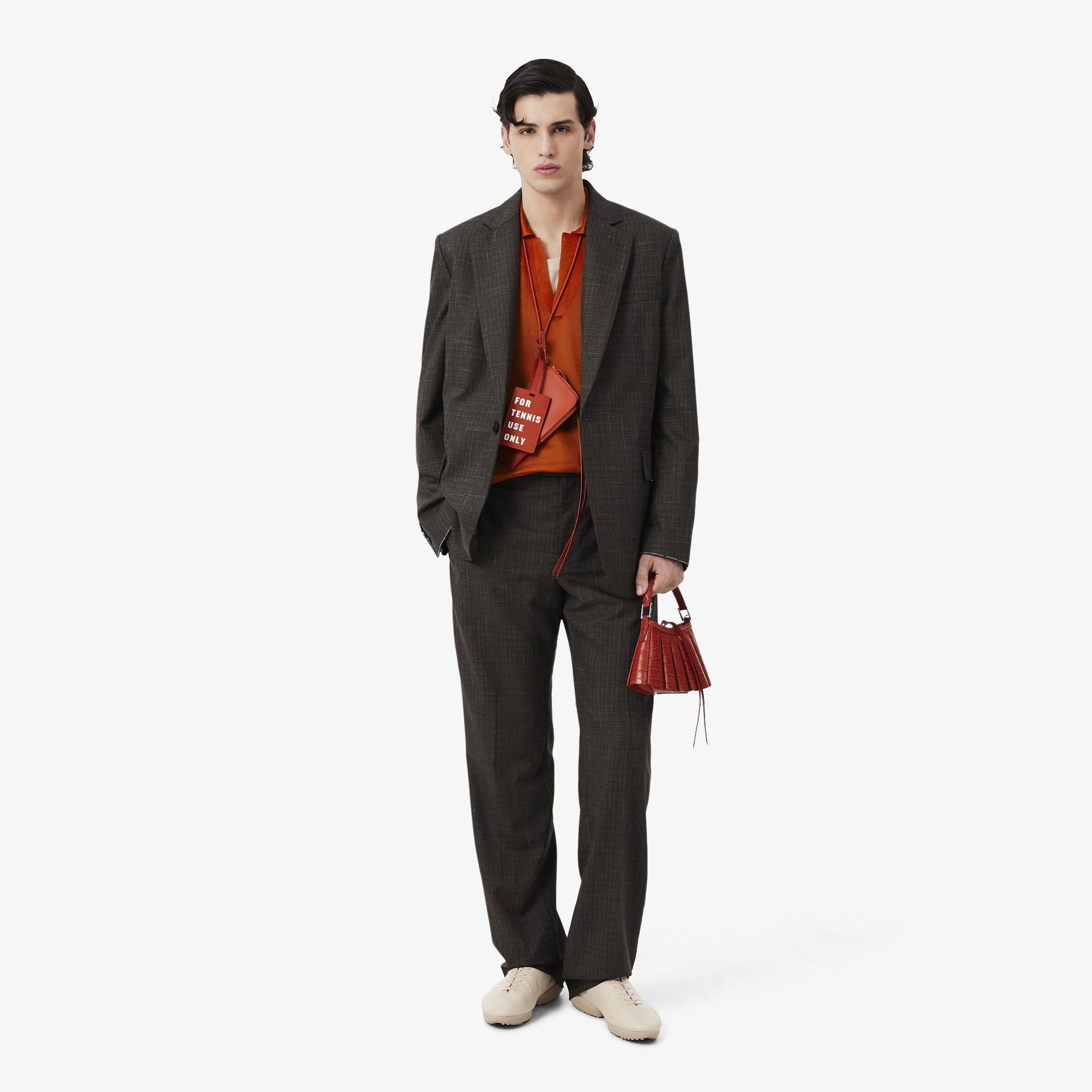 SS26 RUNWAY Erkek Slim Fit Kısa Kollu Polo Yaka Saten Turuncu Triko