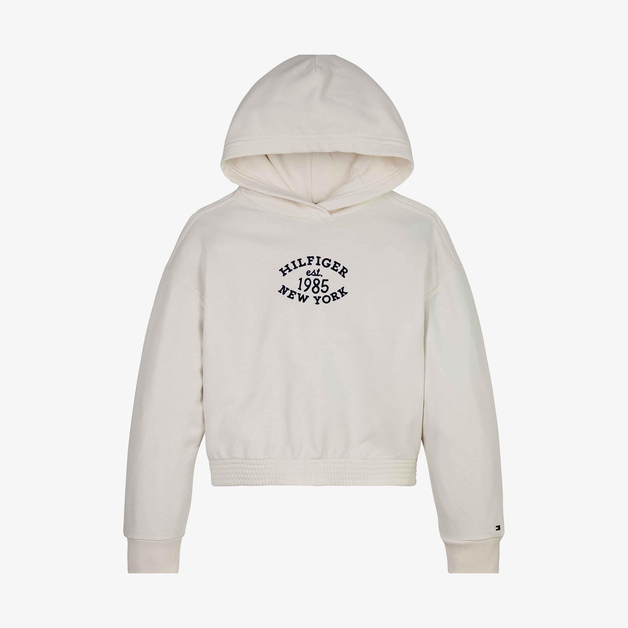 Tommy Hilfiger Monotype Flock Çocuk Beyaz Sweatshirt