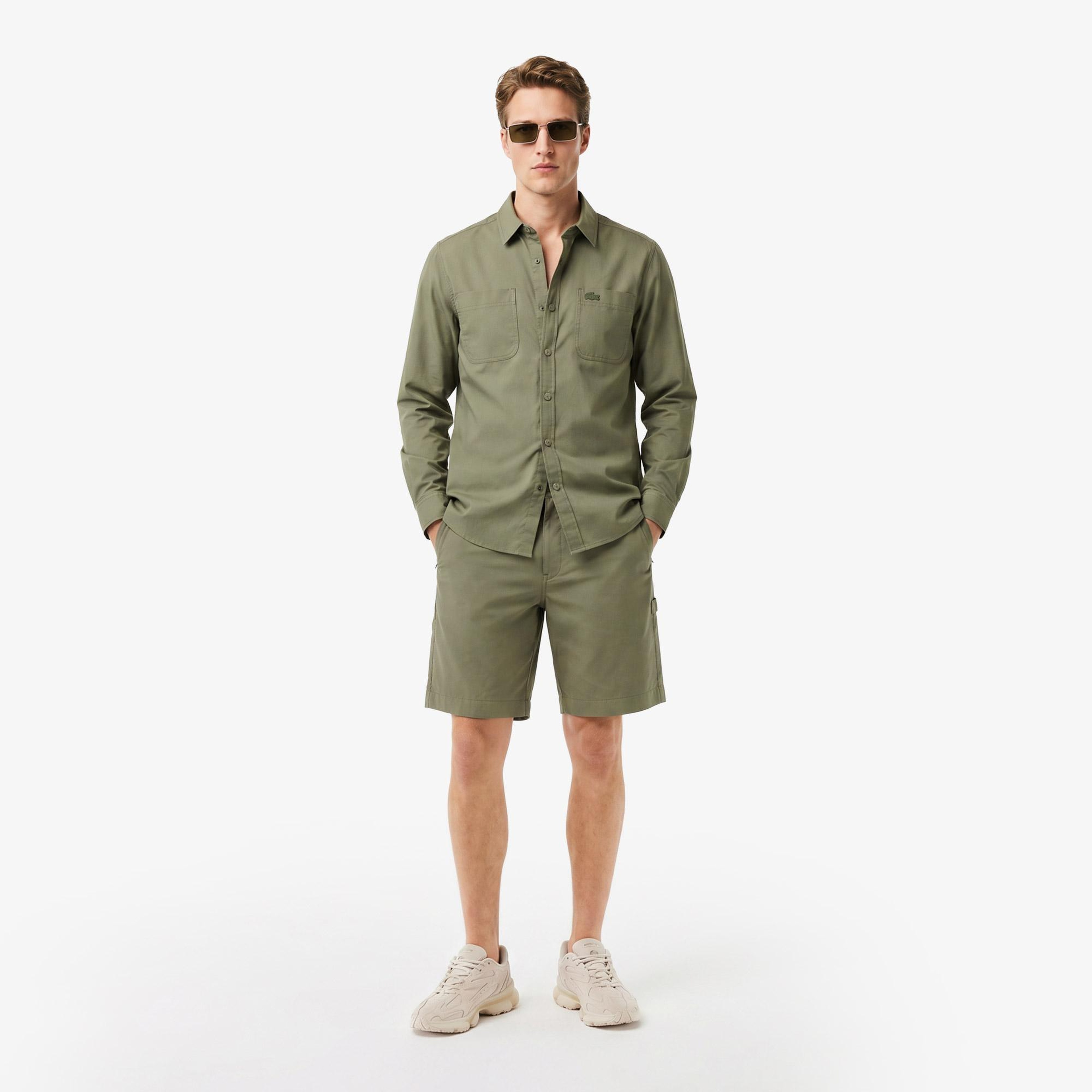 Erkek Relaxed Fit Haki Bermuda Şort